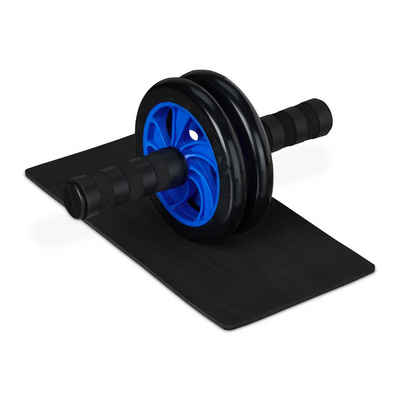 relaxdays Bauchtrainer Bauchroller mit Kniematte, Blau