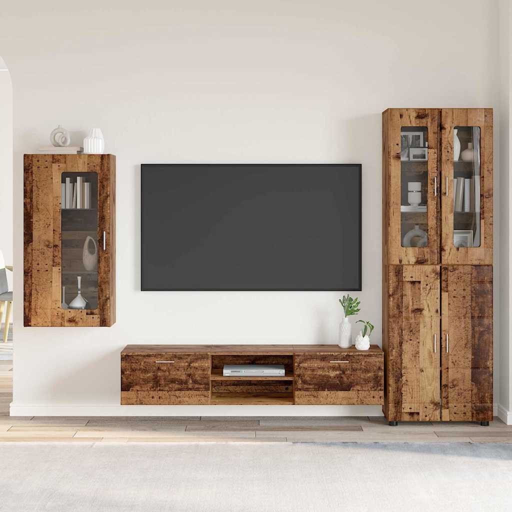 vidaXL Wohnzimmer-Set TV-Schrankset mit Schubladen FLORIN 3 pcs Altholz Holzwerkstoff, (3-St)