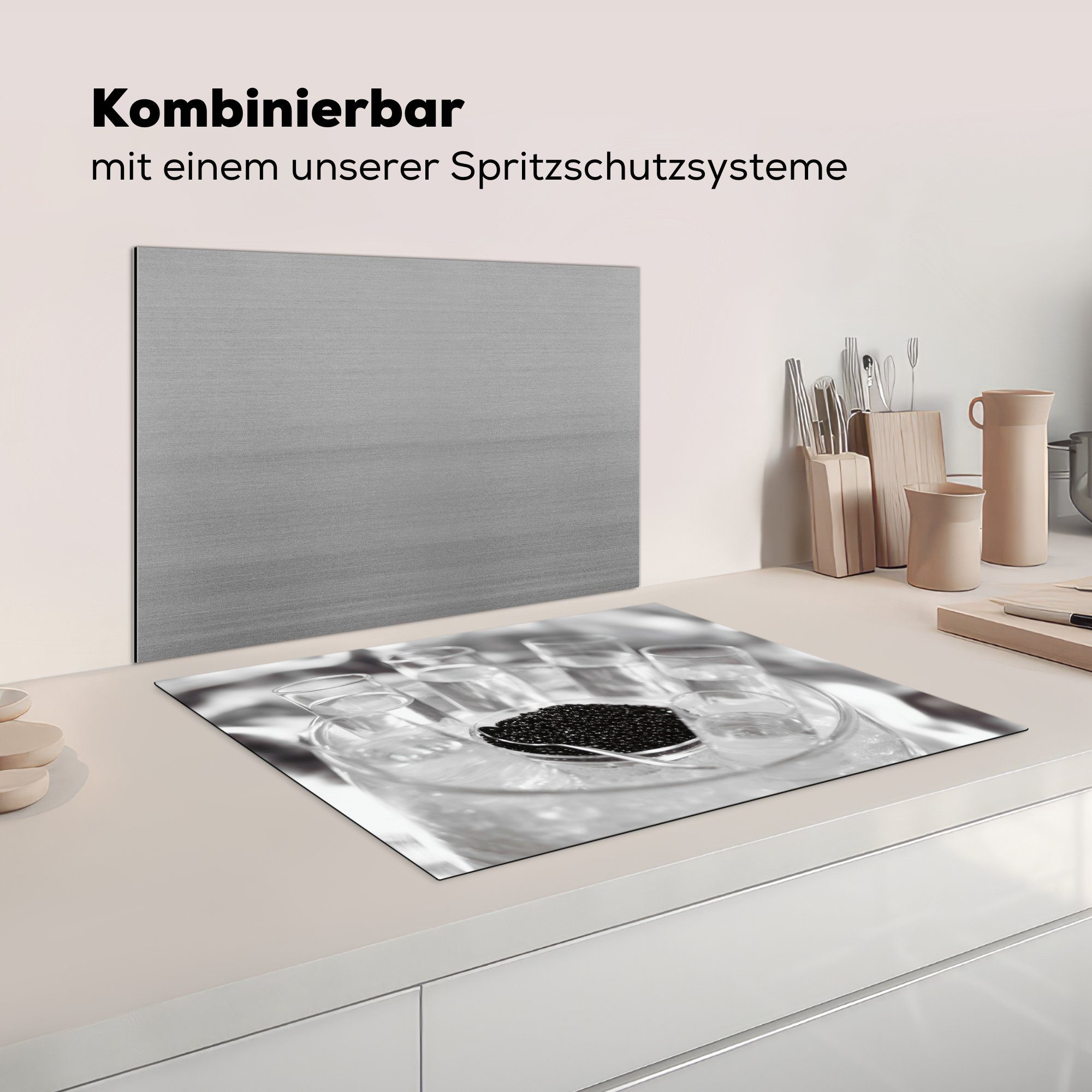 tlg), cm, die Ceranfeldabdeckung (1 Vinyl, Wodka Kaviar, Gläser MuchoWow 71x52 mit und Herdblende-/Abdeckplatte küche, Induktionskochfeld Schutz für