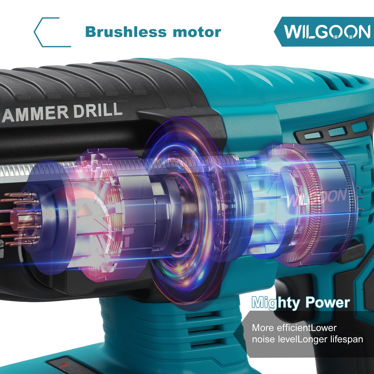 oyajia Akku-Bohrhammer Bürstenloser SDS-Plus 650W Schlagbohrmaschine Set mit 5 Bohrmeißel, 21 V, max. 900 U/min, (Set, 2x 4,0Ah Batteries, 2,2J Brechkraft, SDS-plus, Sicherheit Anti-Twist), 4 in 1 Funktionen für Renovierungs Heimgebrauch und Bauarbeiten