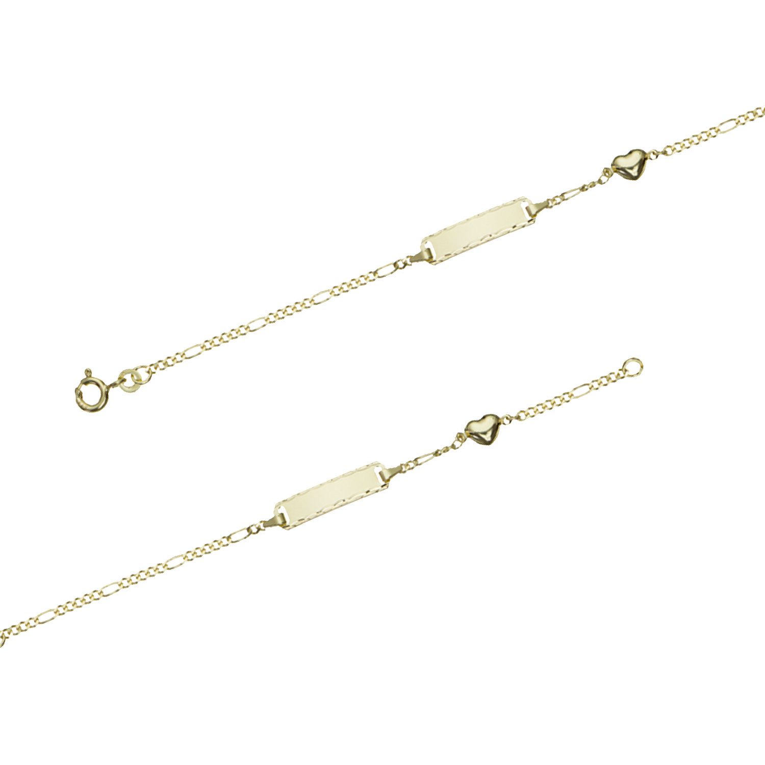 Goldkette Edles Damen ID Goldarmband Figaro Diamantiert 1,8 mm 333 - 8 K 16 cm