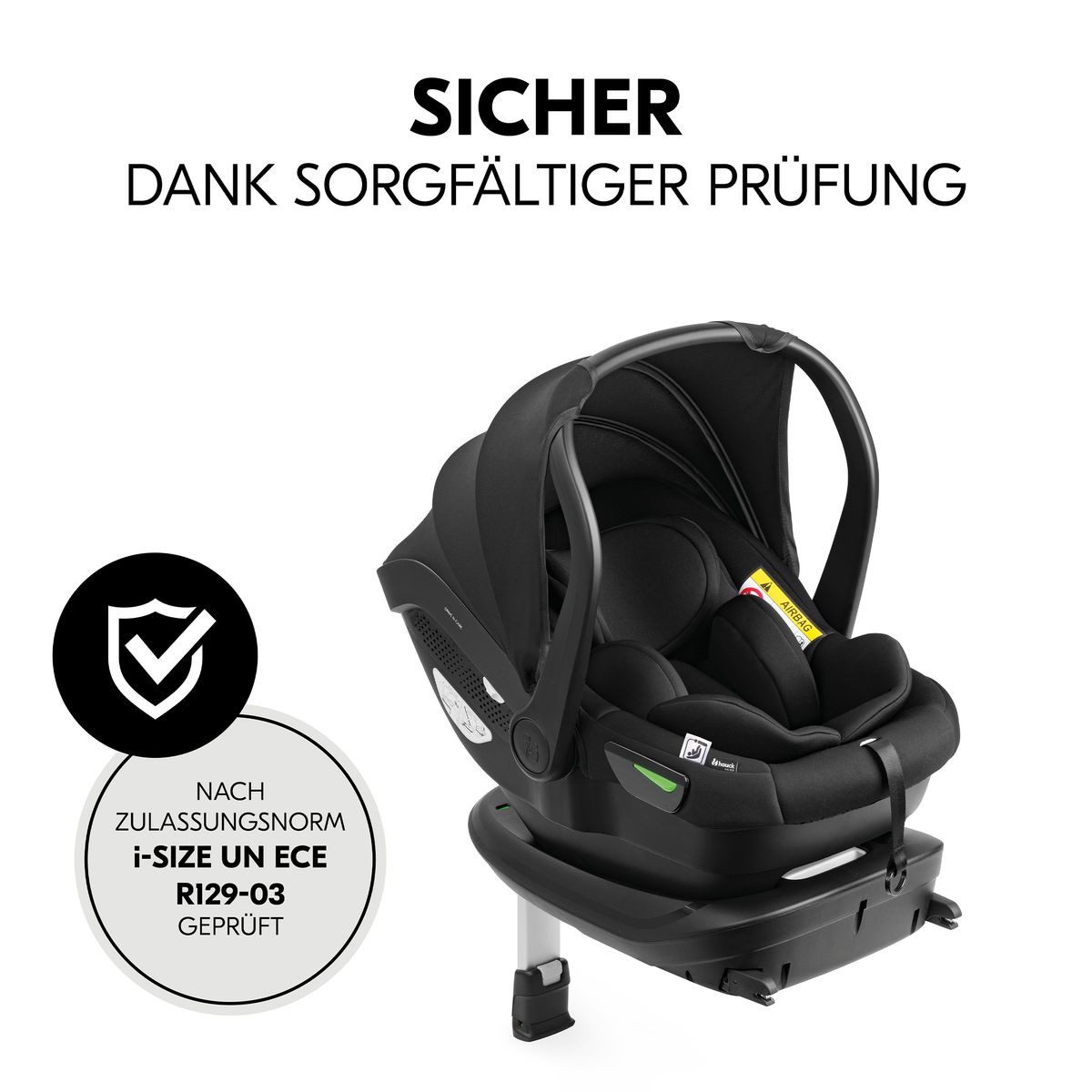 Hauck Babyschale Drive N Care i-Size Set - Black, ab: Geburt, bis: 15, Baby Autositz (40 - 87 cm) inkl. Isofix Basis und Sitzverkleinerer