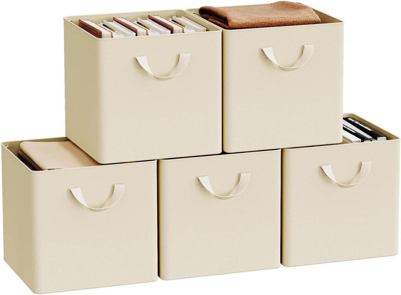Woltu Aufbewahrungsbox (5 St), faltbare Stoffboxen 5 Stück, mit Griffen Metallrahmen