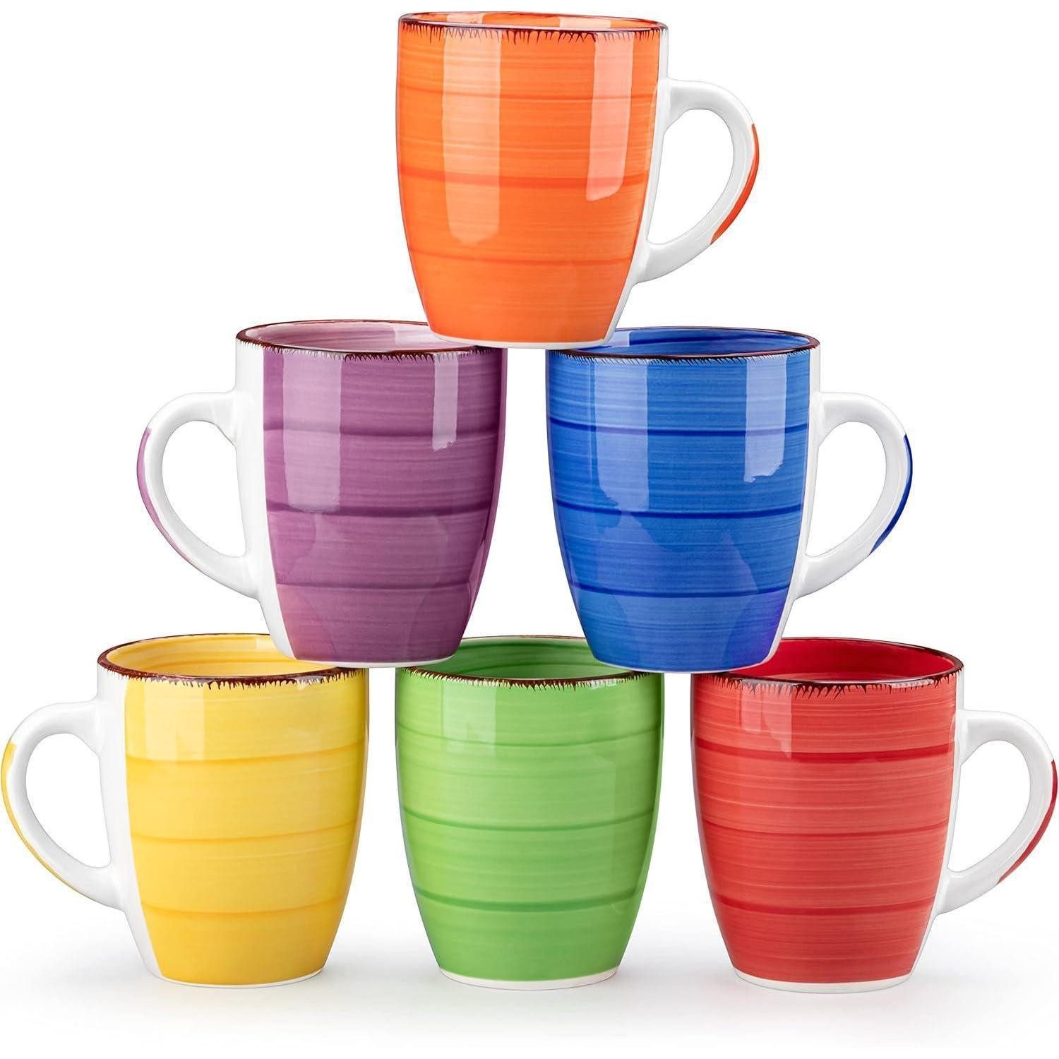 LuxusKollektion Tasse Steingut Kaffeetassen Set BONITA, 6-teilig, 350ml mit Henkel, Keramik