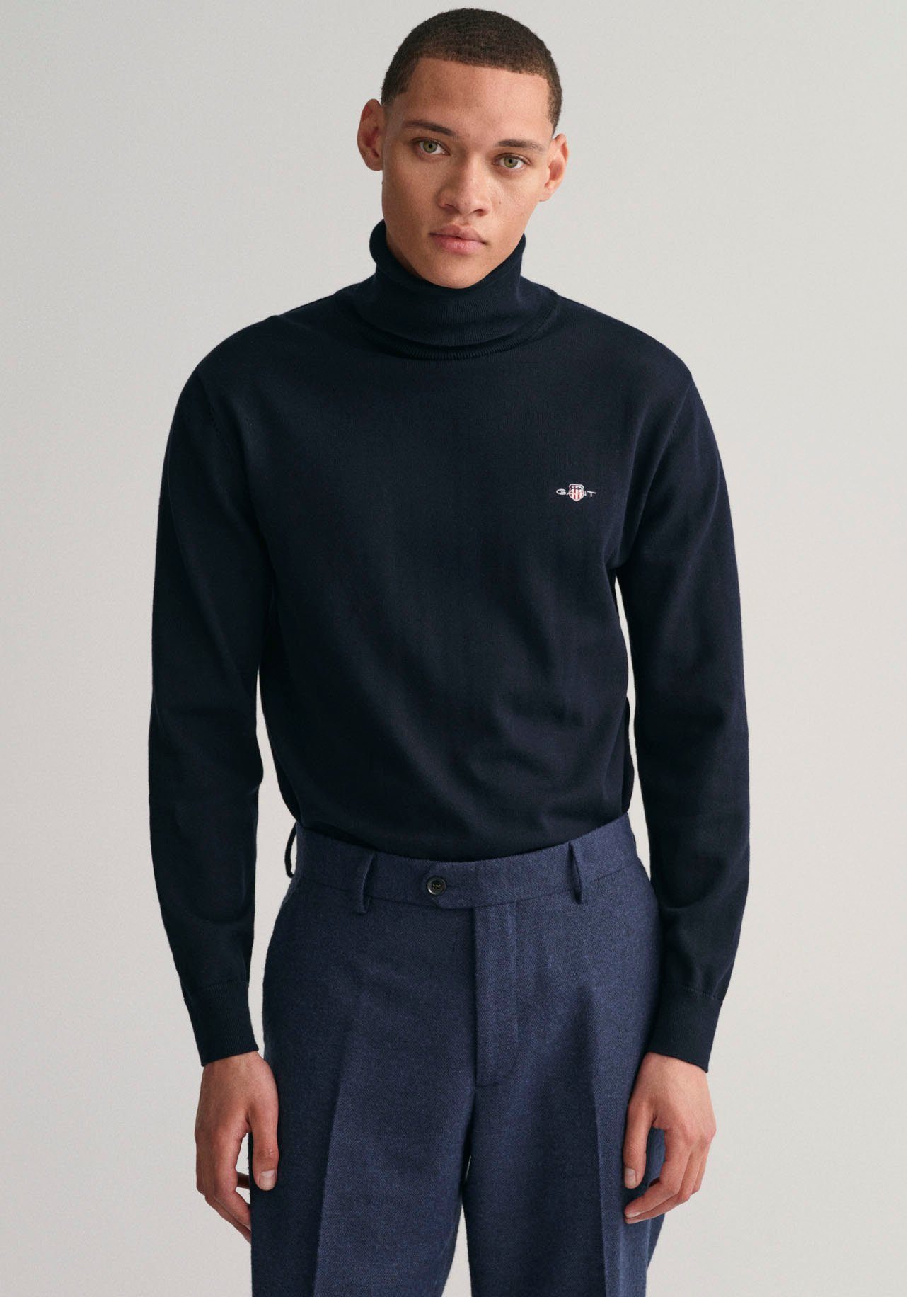 Gant Rollkragenpullover Classic Cotton Rollerneck Turtelneck Premium Rolli aus weicher 100% Baumwolle, Übergangspullover