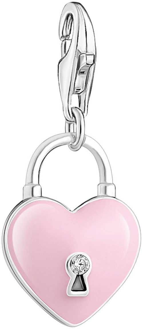 THOMAS SABO Charm-Einhänger rosa Herzschloss, mit Zirkonia (synth)