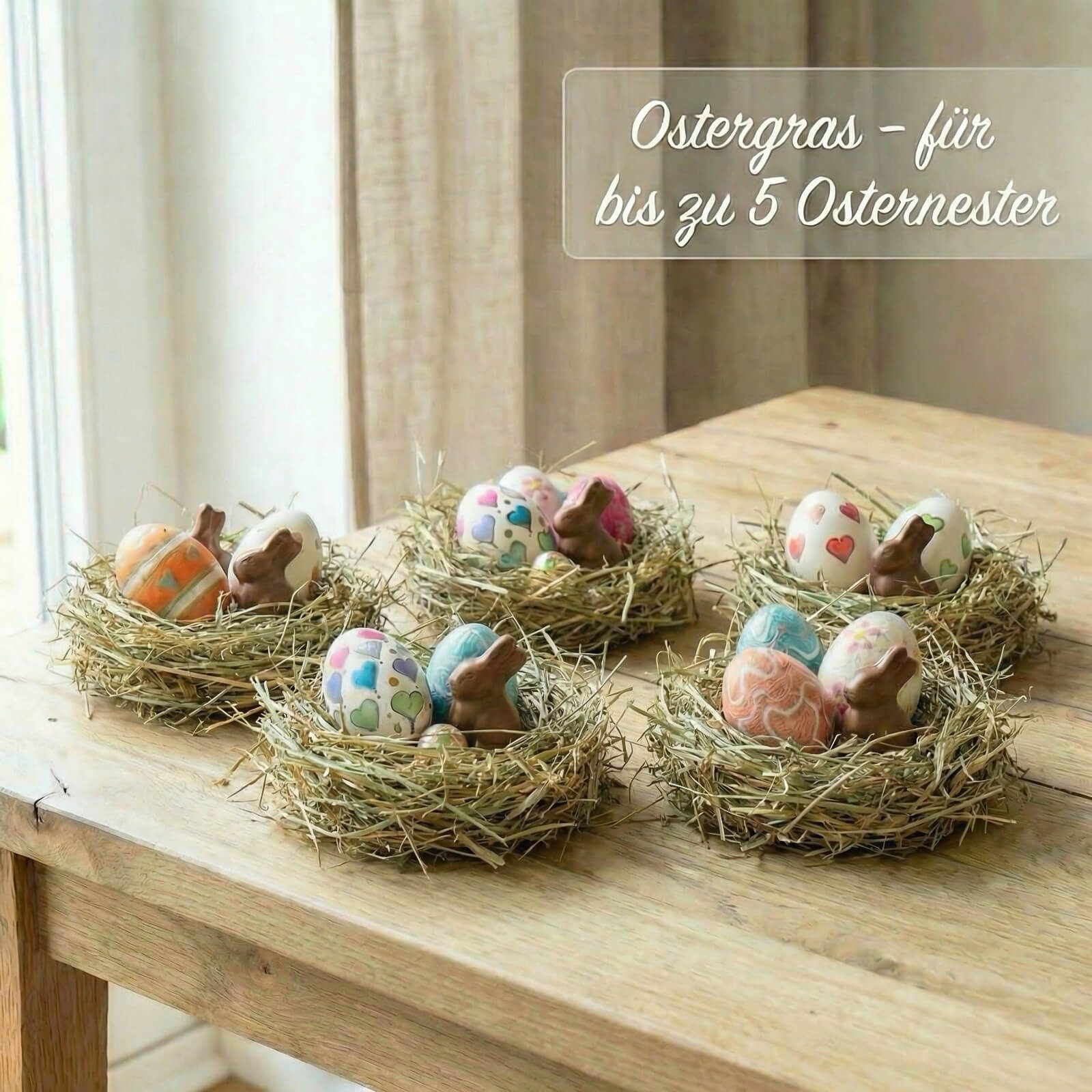 naturling Osternest Ostergras 500g, Holzwolle oder Heu - Plastikfreie Alternative