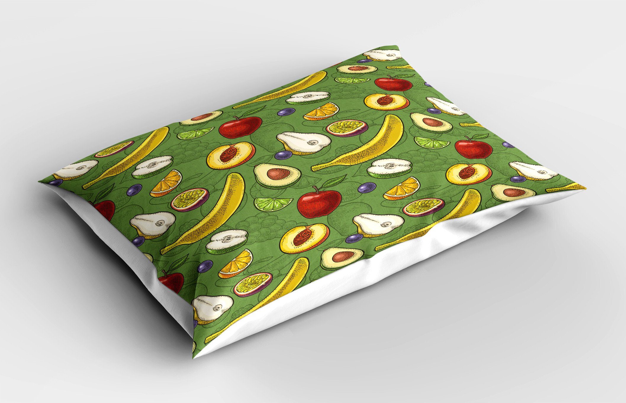 Abakuhaus Standard Äpfel Avocado Dekorativer Kopfkissenbezug, Kissenbezüge Früchte (1 Stück), Lime Size Gedruckter Banana