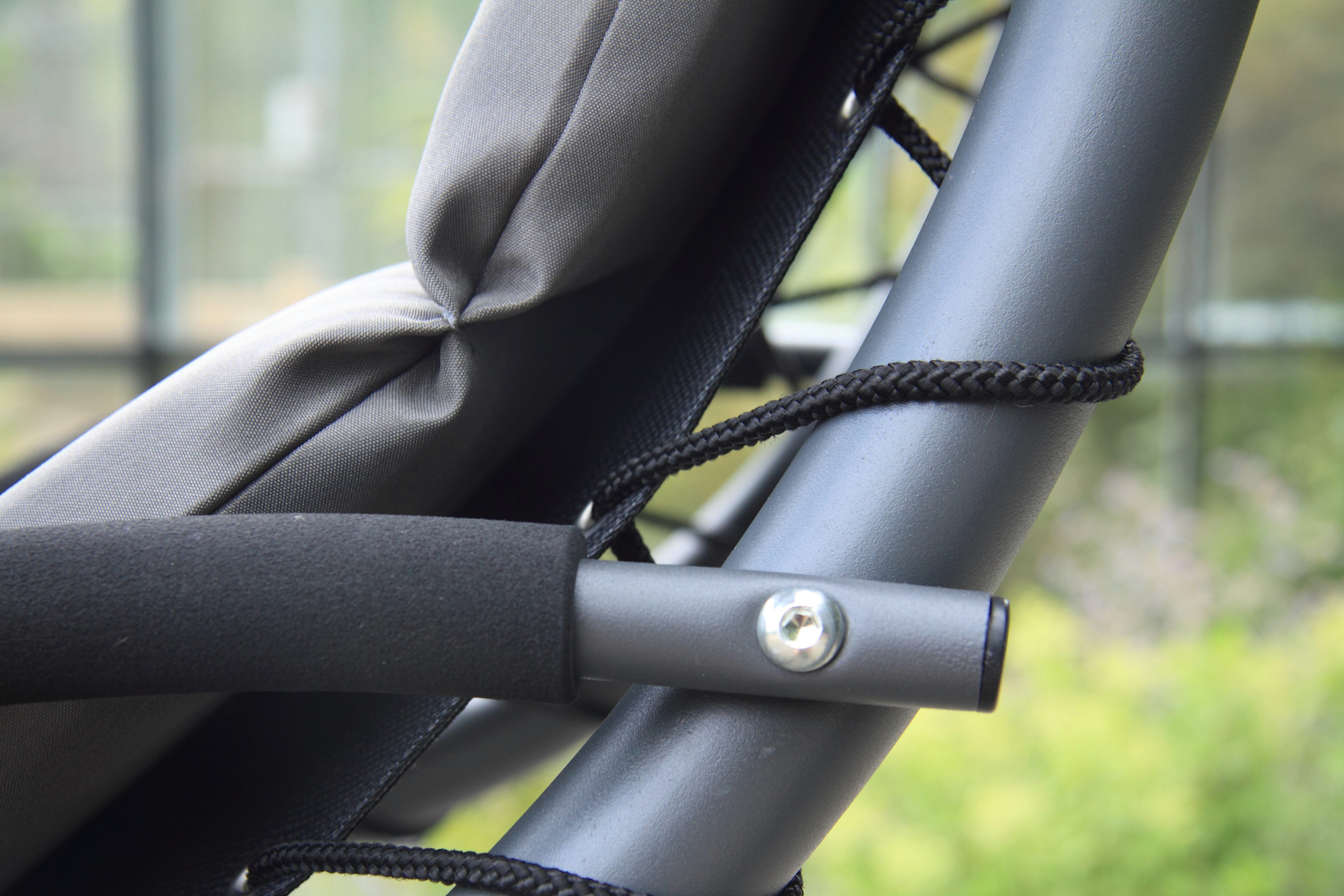 acamp Gartenliege Hängeliege Solomon mit Sonnendach grau, Gartenmöbel Set, Sonnenschirm, Liege, Poolliege, 185 x 105 x 200 cm