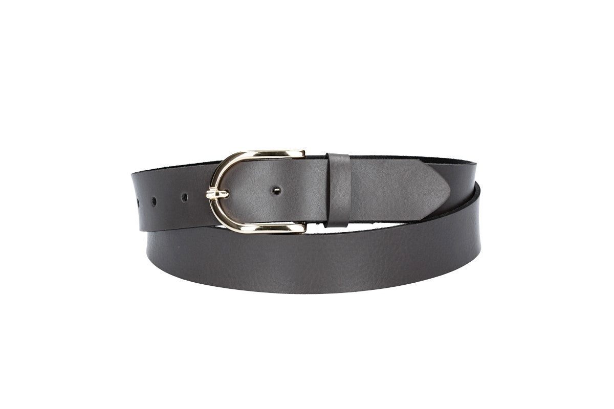 Leder Bazlen Ledergürtel 30mm in Grau mit Dornschließe in Light Gold (LB1211B30-770, 1-St) sehr weiches Vollrindleder