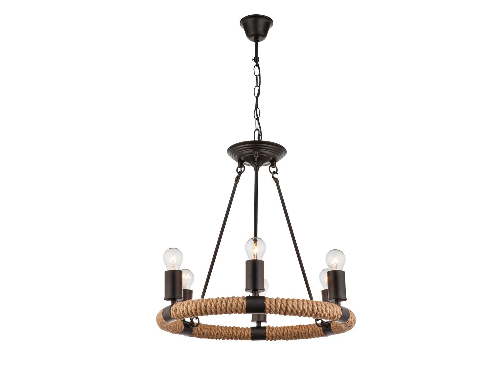 GLOBO LIGHTING LED Kronleuchter, Dimmfunktion, LED wechselbar, Warmweiß, rustikal-e Pendelleuchte Esstisch Galerie hängend, mehrflammig Ø 50cm