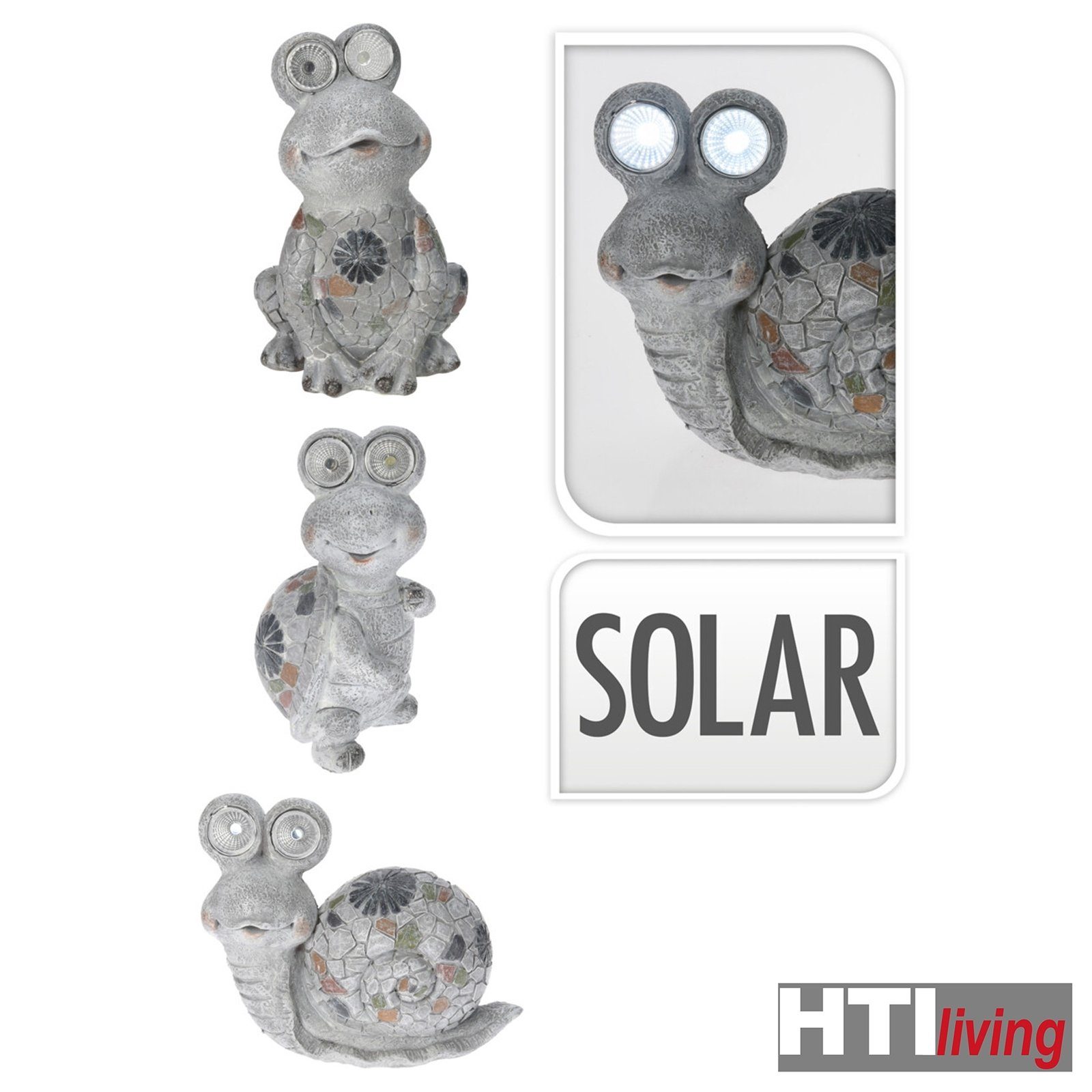 Schildkröte, Set St) Dekofigur 3er Solarfigur Schnecke Frosch, HTI-Living (3