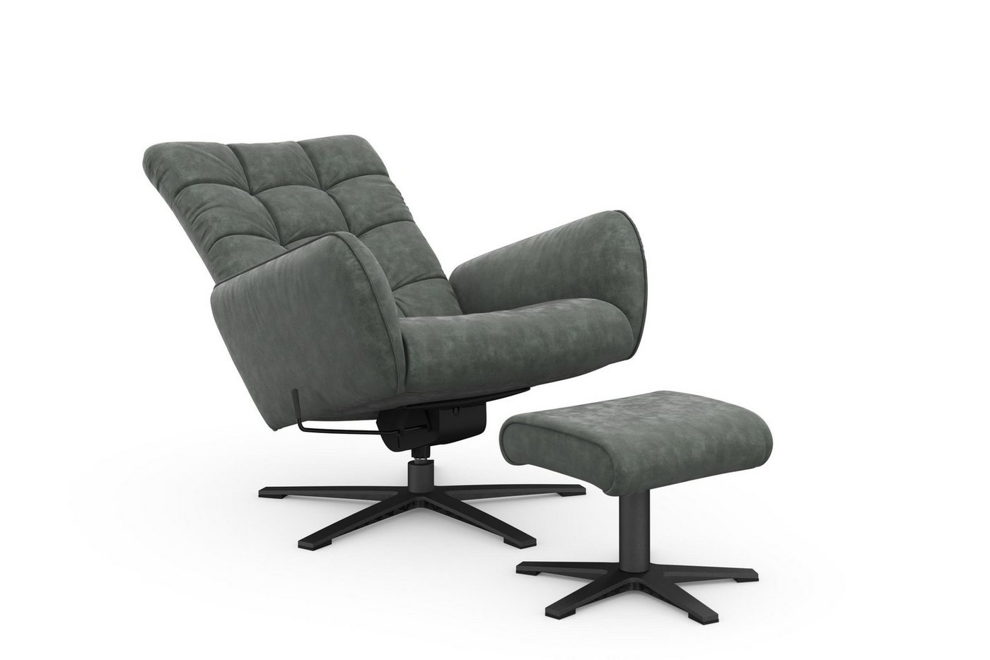 W.SCHILLIG Sessel »deXxter« (Spar-Set, 2-St), Sessel mit Hocker, mit Wipp-Dreh-Funktion, mit Steppung am Rückenteil, Gestell Schwarz pulverbeschichtet-kaufen
