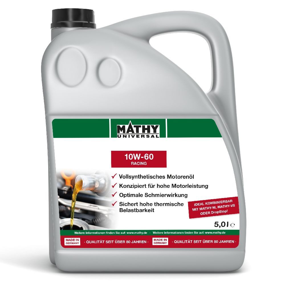 MATHY Motoröl MATHY SAE 10W-60 Racing 5,0 l, (1-tlg), Vollsynthetisches Motoröl