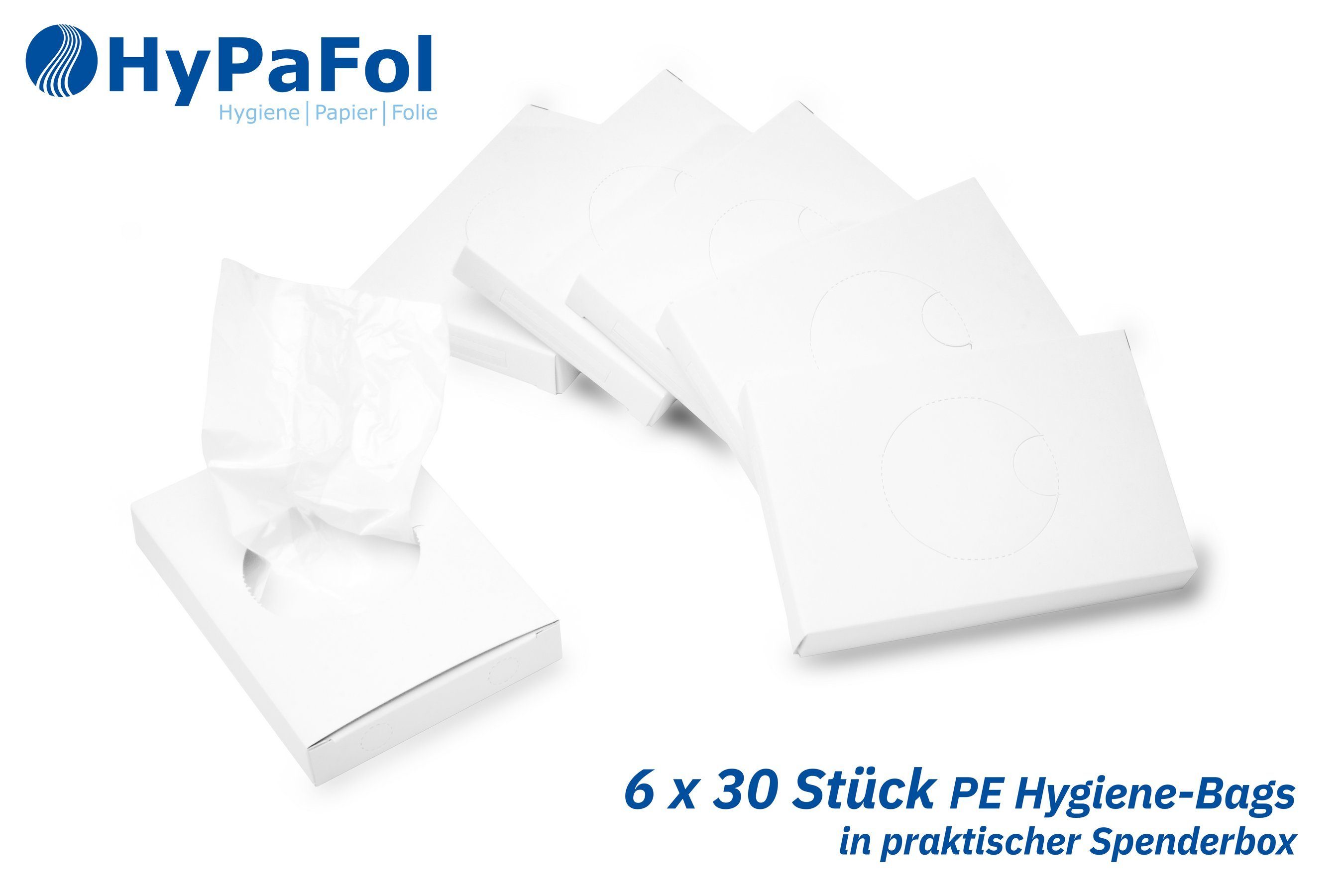 Hypafol Hygienebeutelspender SET mit 6 x 30 Stk. Hygienebeutel, (Edelstahl Spender oder aus Kunststoff in Chrom & Weiß), Achtung: Artikel ist sowohl einzeln als auch im Set verfügbar!