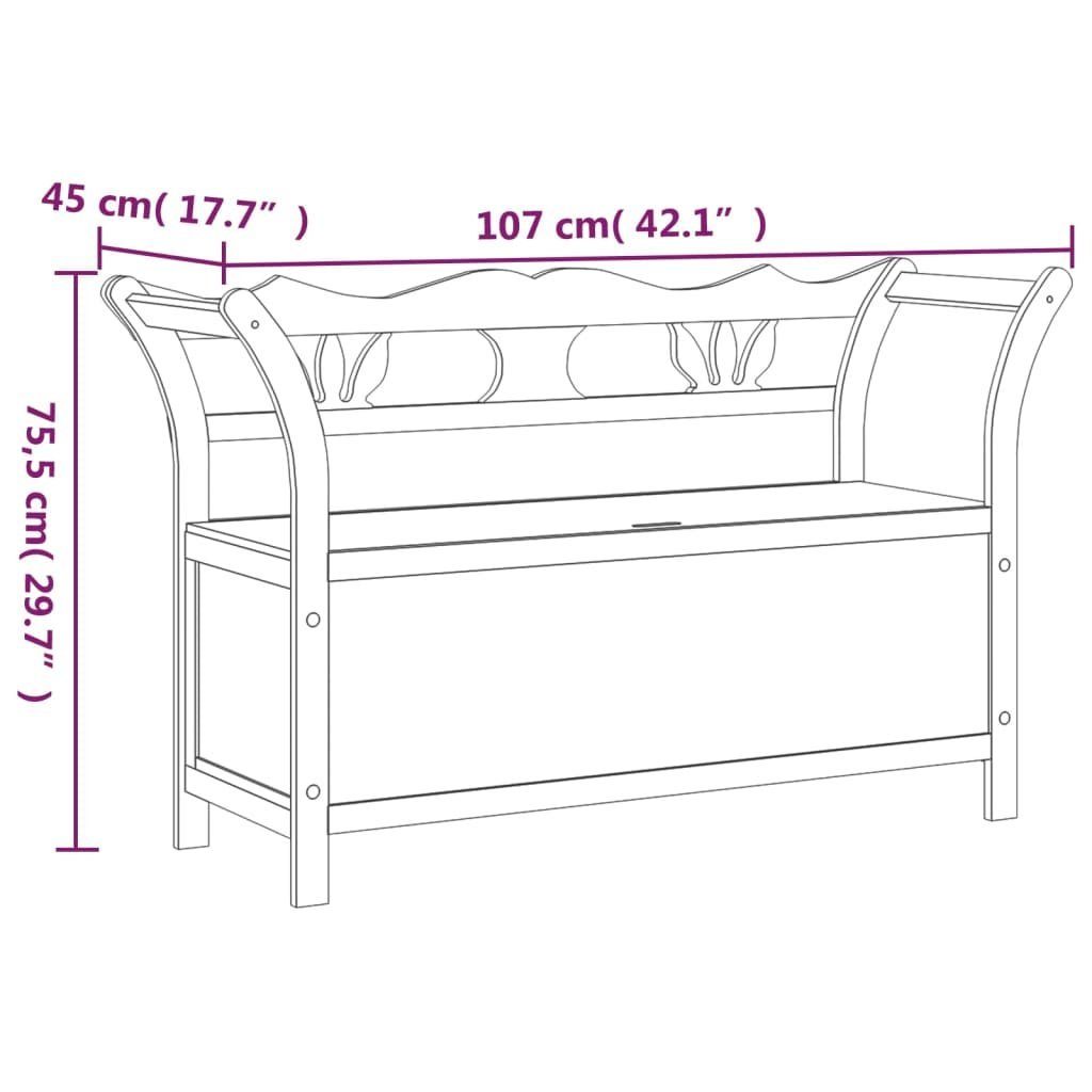 furnicato 107x45x75,5 Grau Massivholz Truhenbank Sitzbank Tanne cm