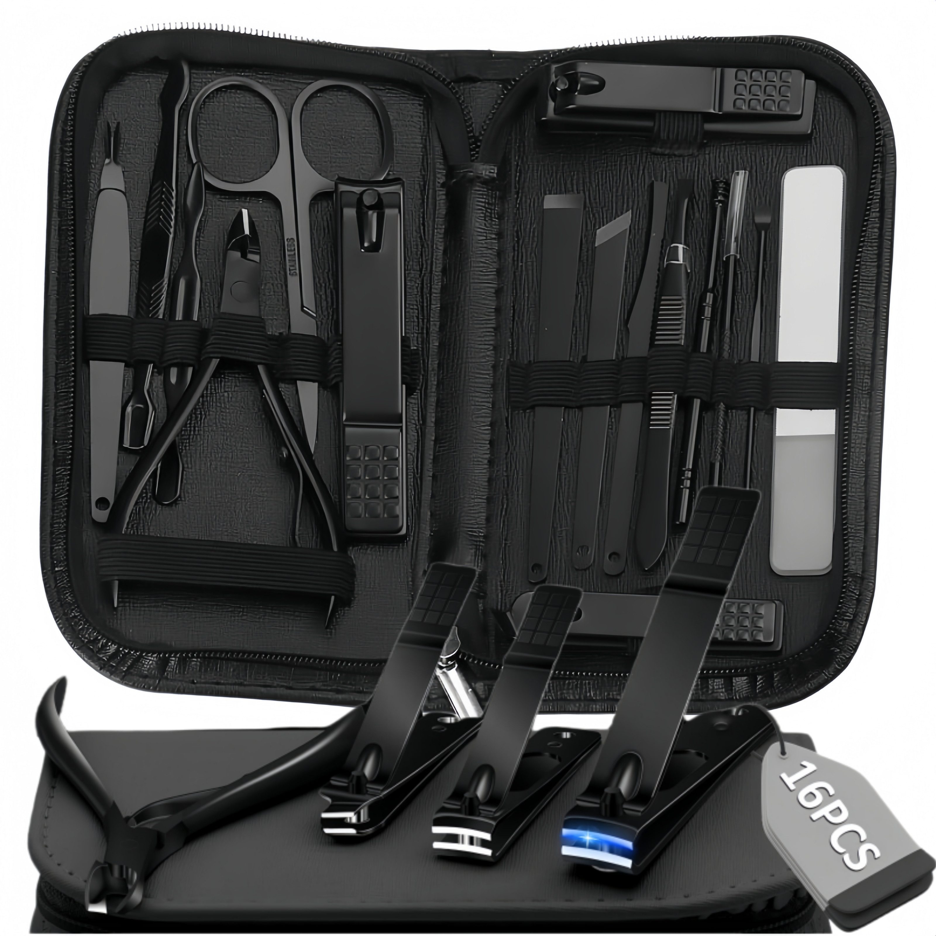 FOUORTUNATE-BEE Maniküre-Pediküre-Set 16tlg Nagelpflegeset Maniküre Pediküre Set mit Etui Damen Herren, Nagelset Reise Maniküre Pediküre Fußpflege kompakt für Alltag