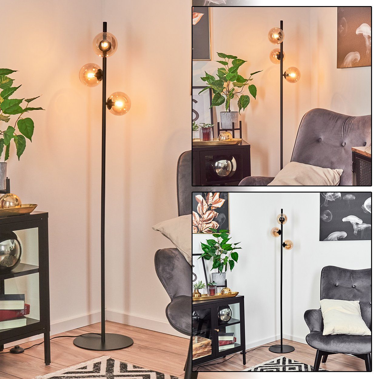 hofstein Stehlampe moderne Stehlampe aus Metall/Glas günstig online kaufen