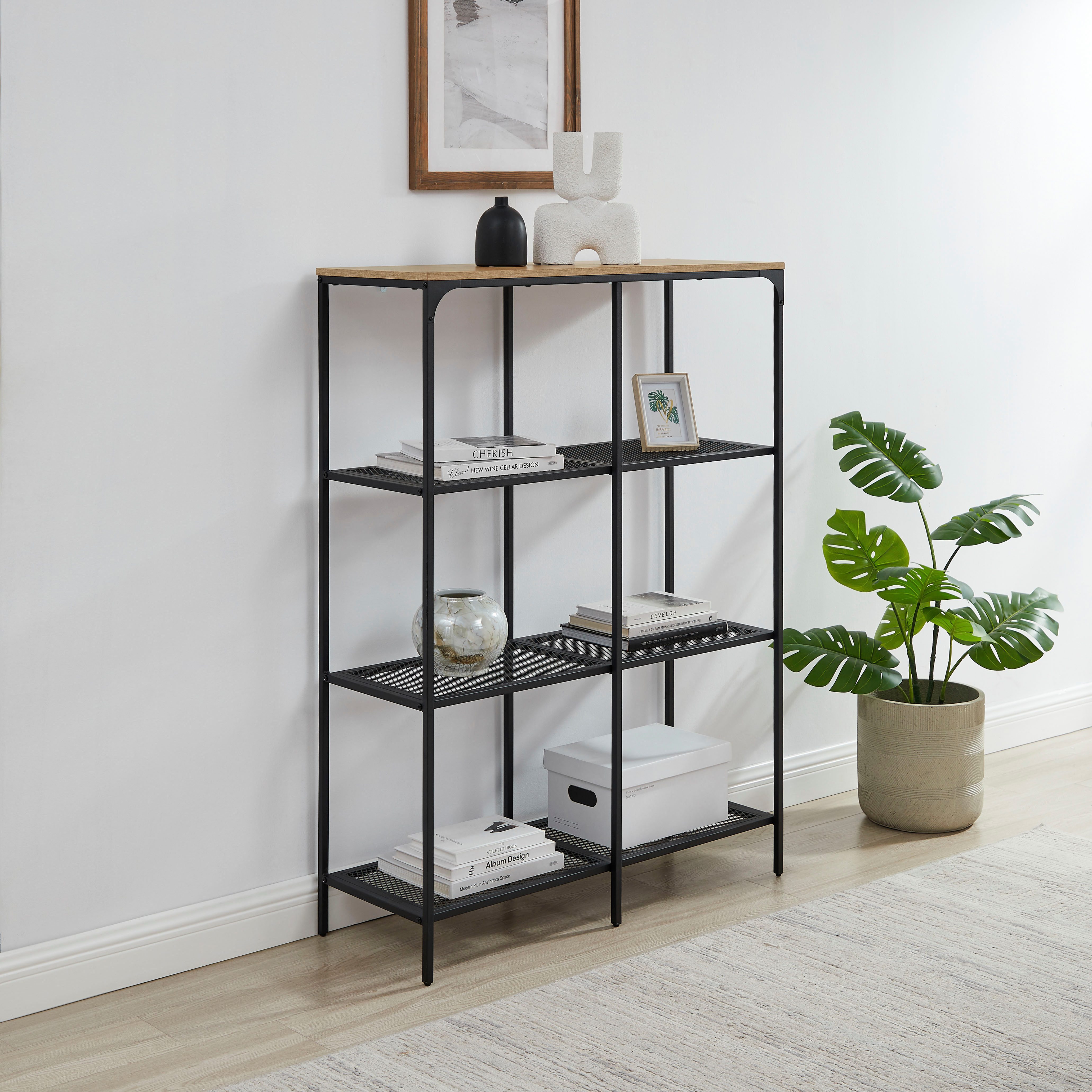 OTTO home Mehrzweckregal Amance, natürliche ABS-Kanten, robustes Metallgestell, Höhe 136 cm