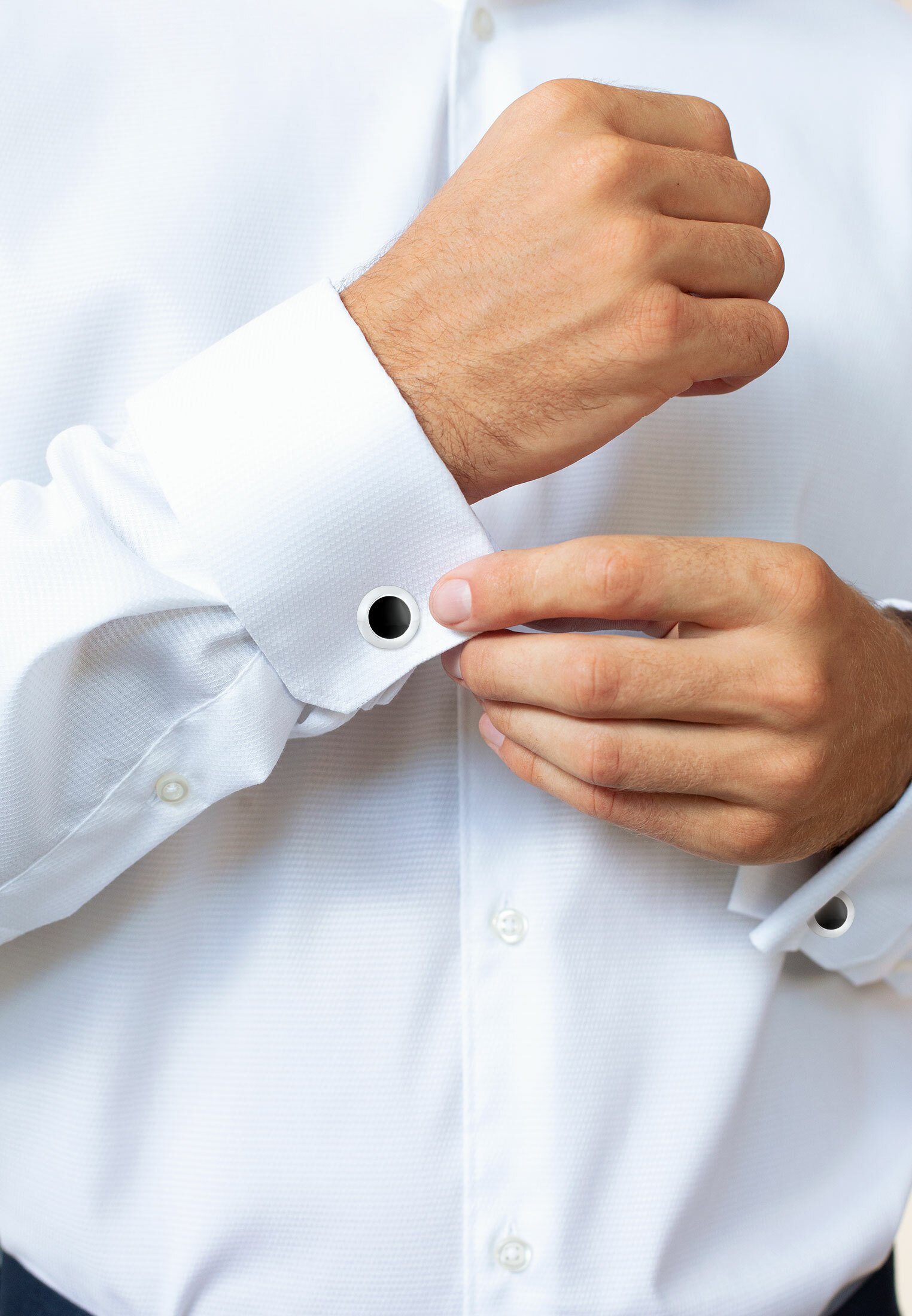 Kuzzoi Manschettenknöpfe Basic Rund Klassik Geo Emaille Schwarz 925 Silber, Geo