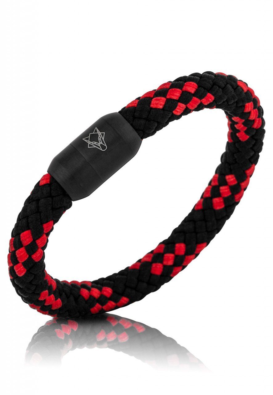 Akitsune Armband Portus Segeltau-Armband Mattschwarz - Schwarz-Rot 18cm