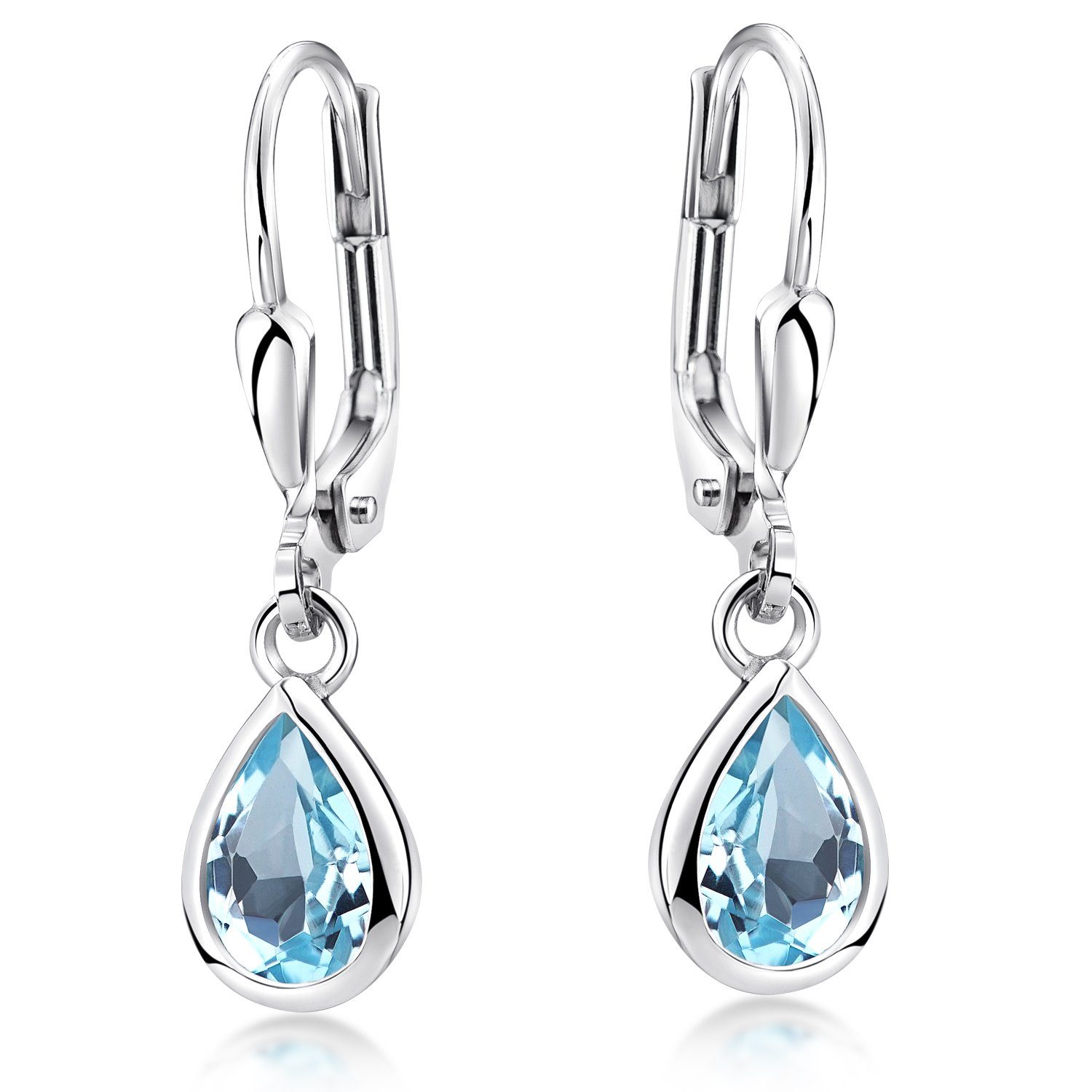 Materia Paar Ohrhänger Damen Topas Blau Edelstein SO-448, 925 Sterling Silb günstig online kaufen