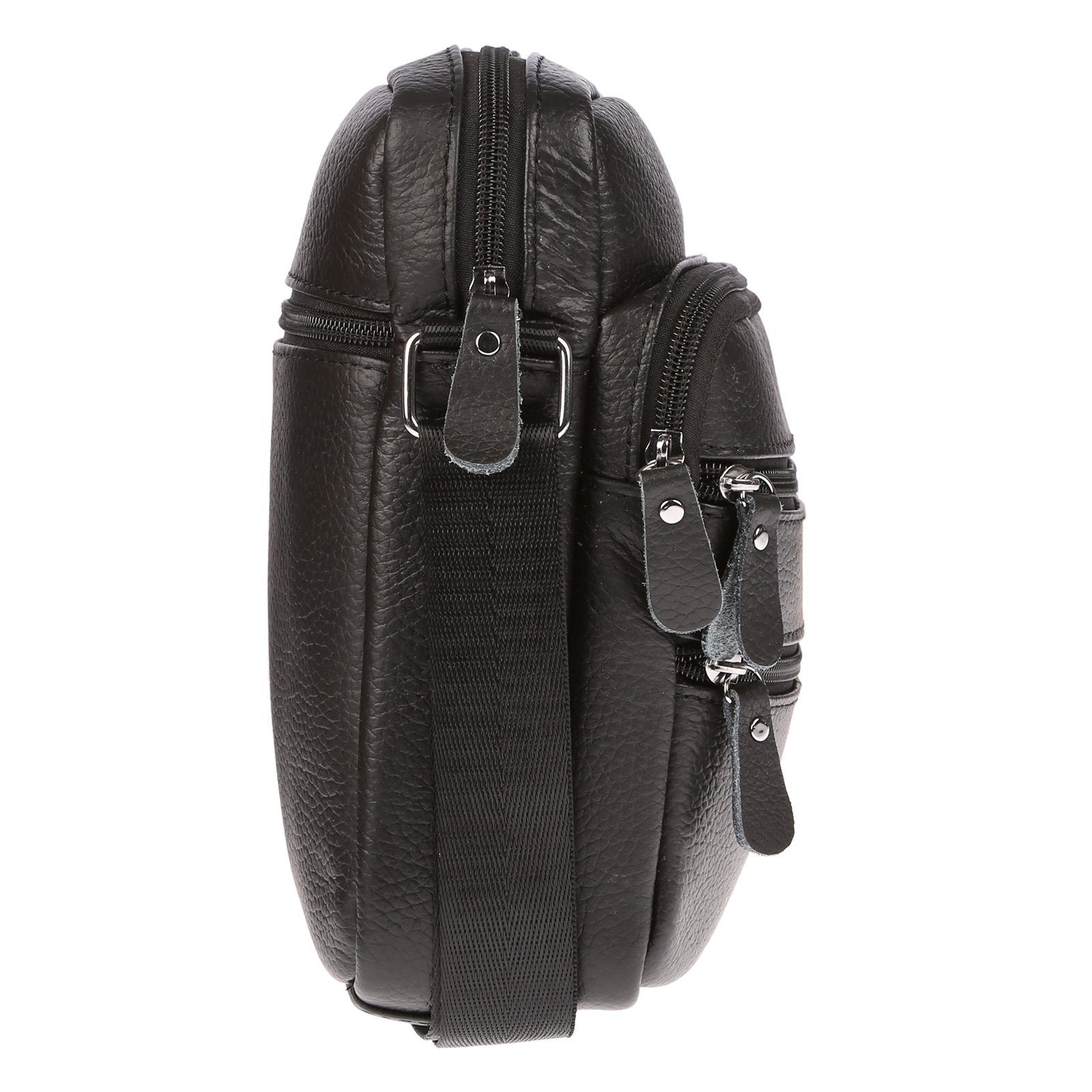 Christian Wippermann Umhängetasche Herren Damen echt Leder Umhängetasche Tasche (1 tlg), Schultertasche Arbeitstasche Schwarz