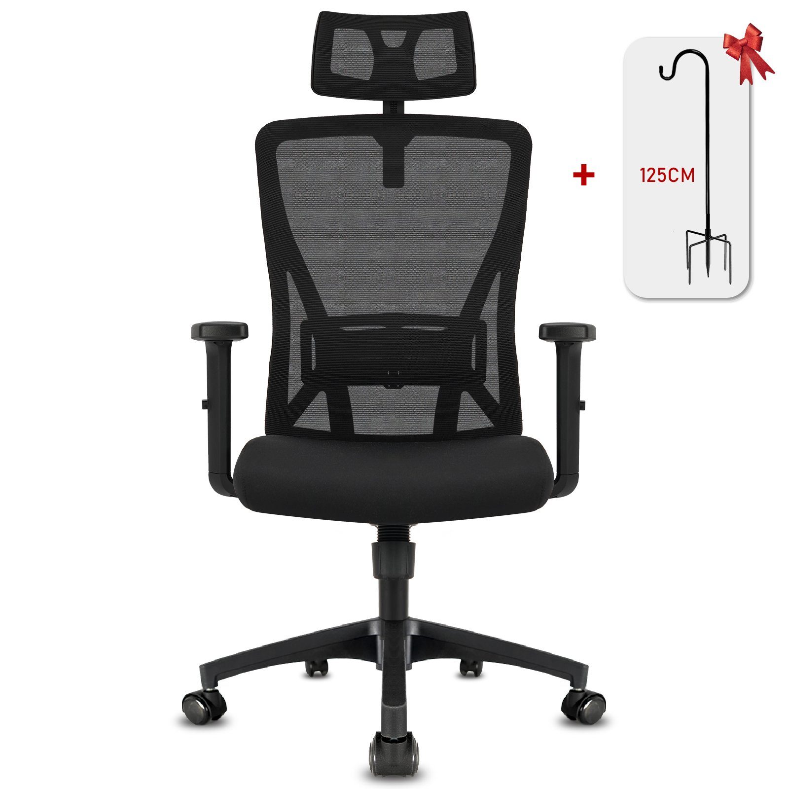 Chefsessel Schwarz-C 150KG ergonomischer Bürostuhl, Computerstuhl belastbar, Durrafy Chefsessel,Drehstuhl, 90°-130° Kippfunktion, Bürostuhl
