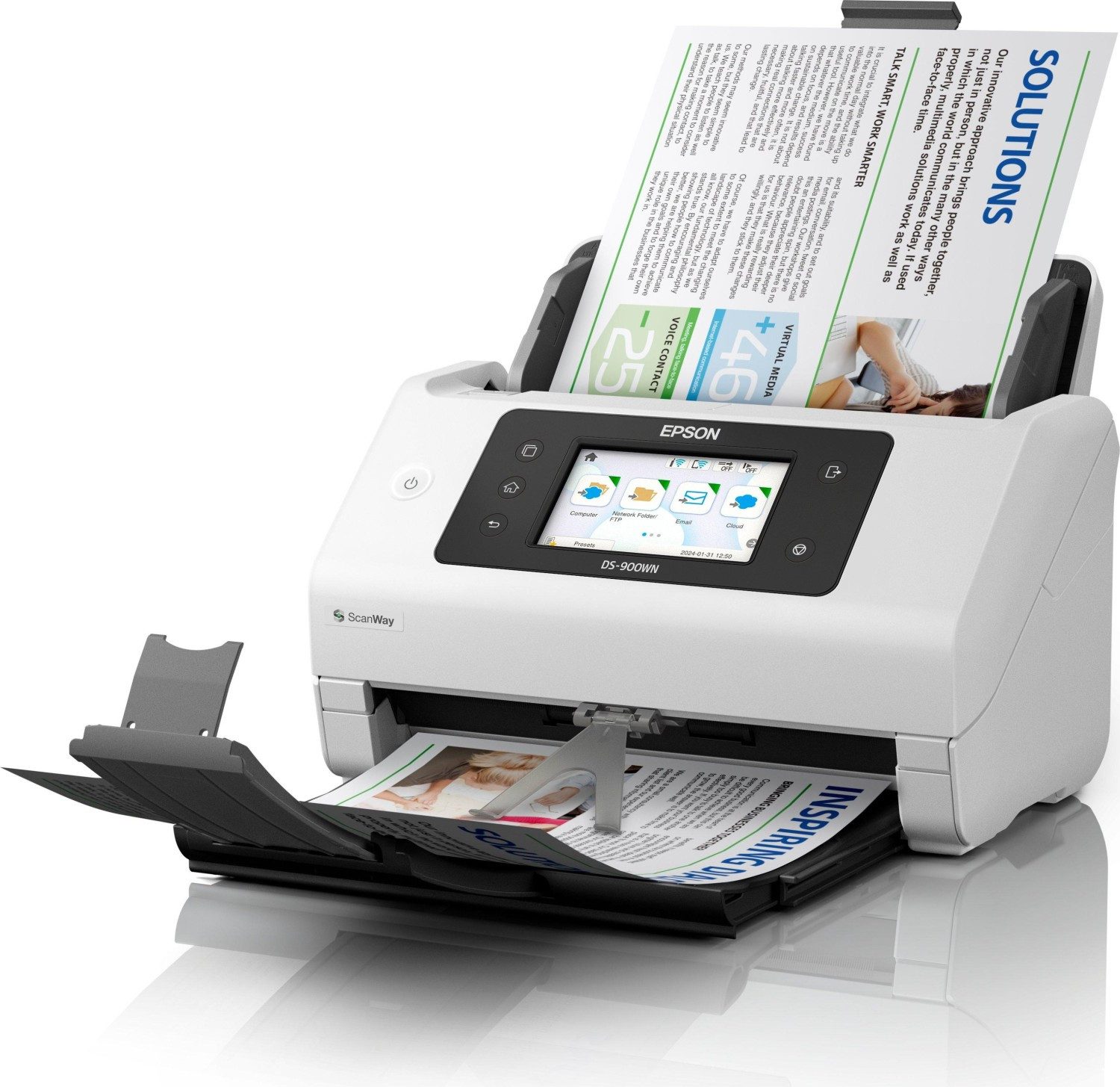 Epson Epson WorkForce DS-900WN Dokumentenscanner Dokumentenscanner, (LED-Beleuchtung, Doppelblatterkennung (Ultraschallsensor)