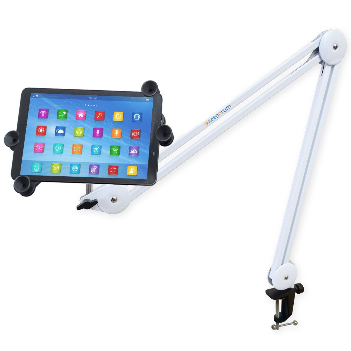 keepdrum keepdrum Tablethalter mit Gelenkarm Stativ Weiss Stativhalterung (Vorteils-Set mit Gelenkarm)