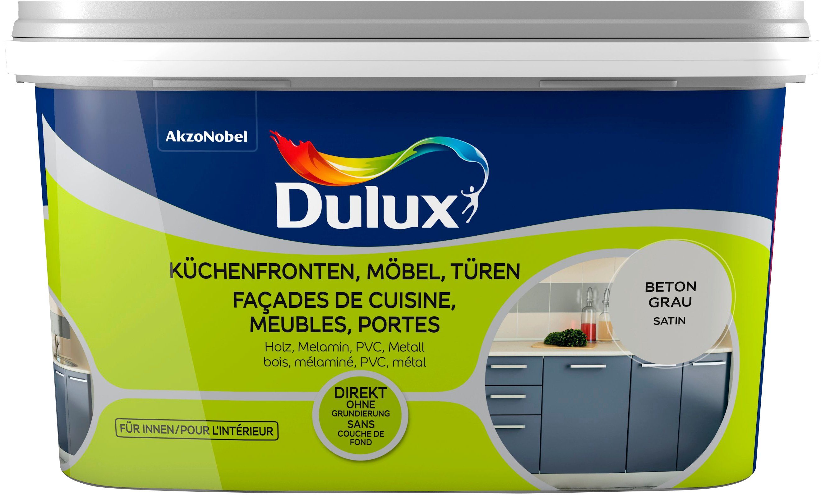 Dulux Holzlack Fresh Up, für Küchen, Möbel und Türen, beton grau, 2 l