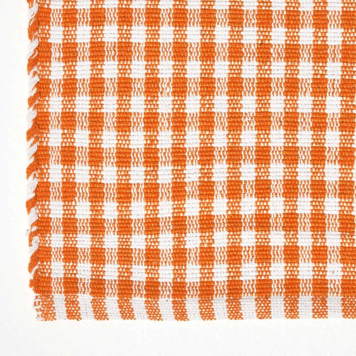 Homescapes Teppich Webteppich orange-weiß kariert – Baumwollteppich Vichy-Karo, 60x90 cm, Höhe: 20 mm
