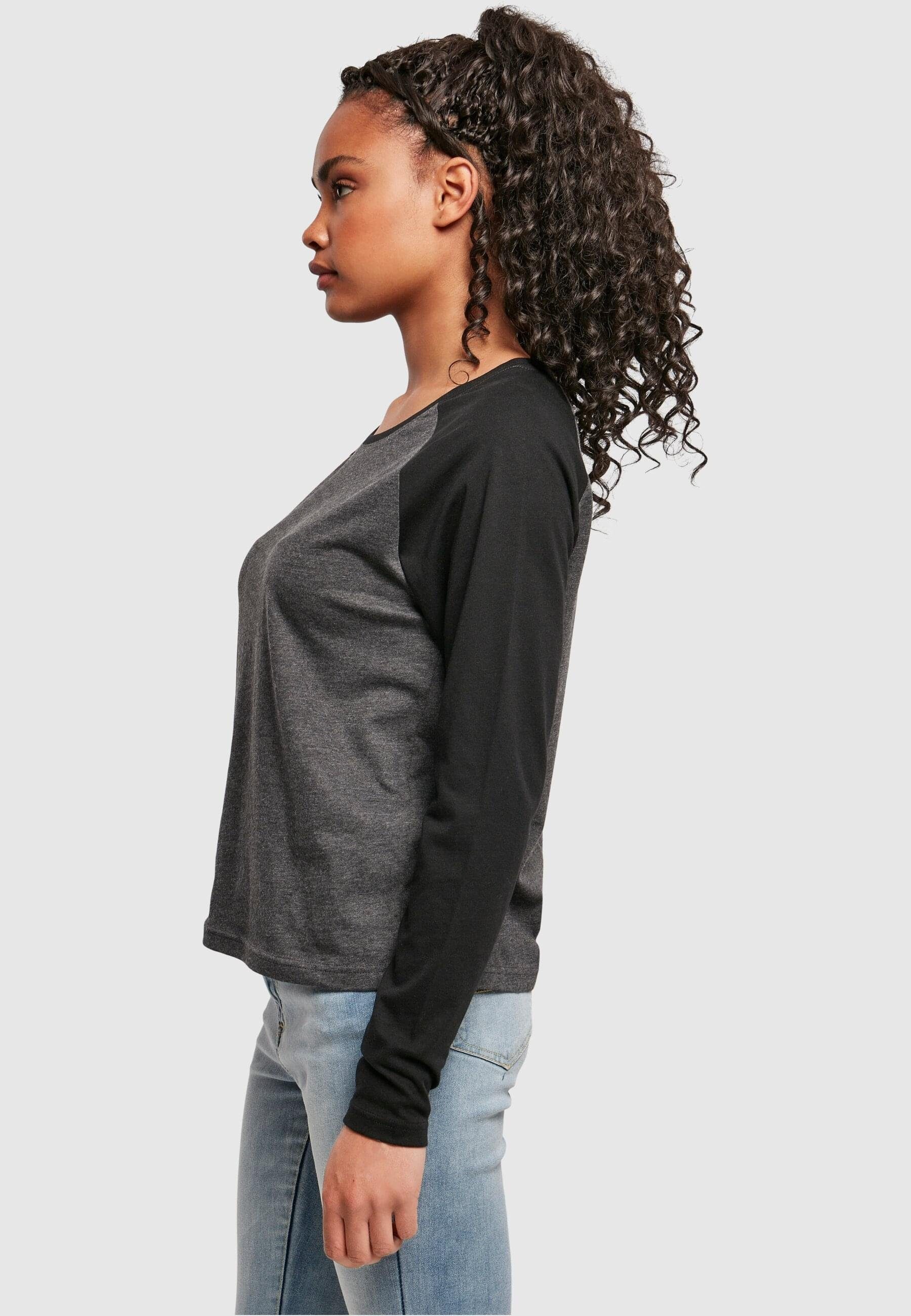 URBAN CLASSICS Langarmshirt Damen Ladies Longsleeve (1-tlg) Raglan Contrast charcoal/black