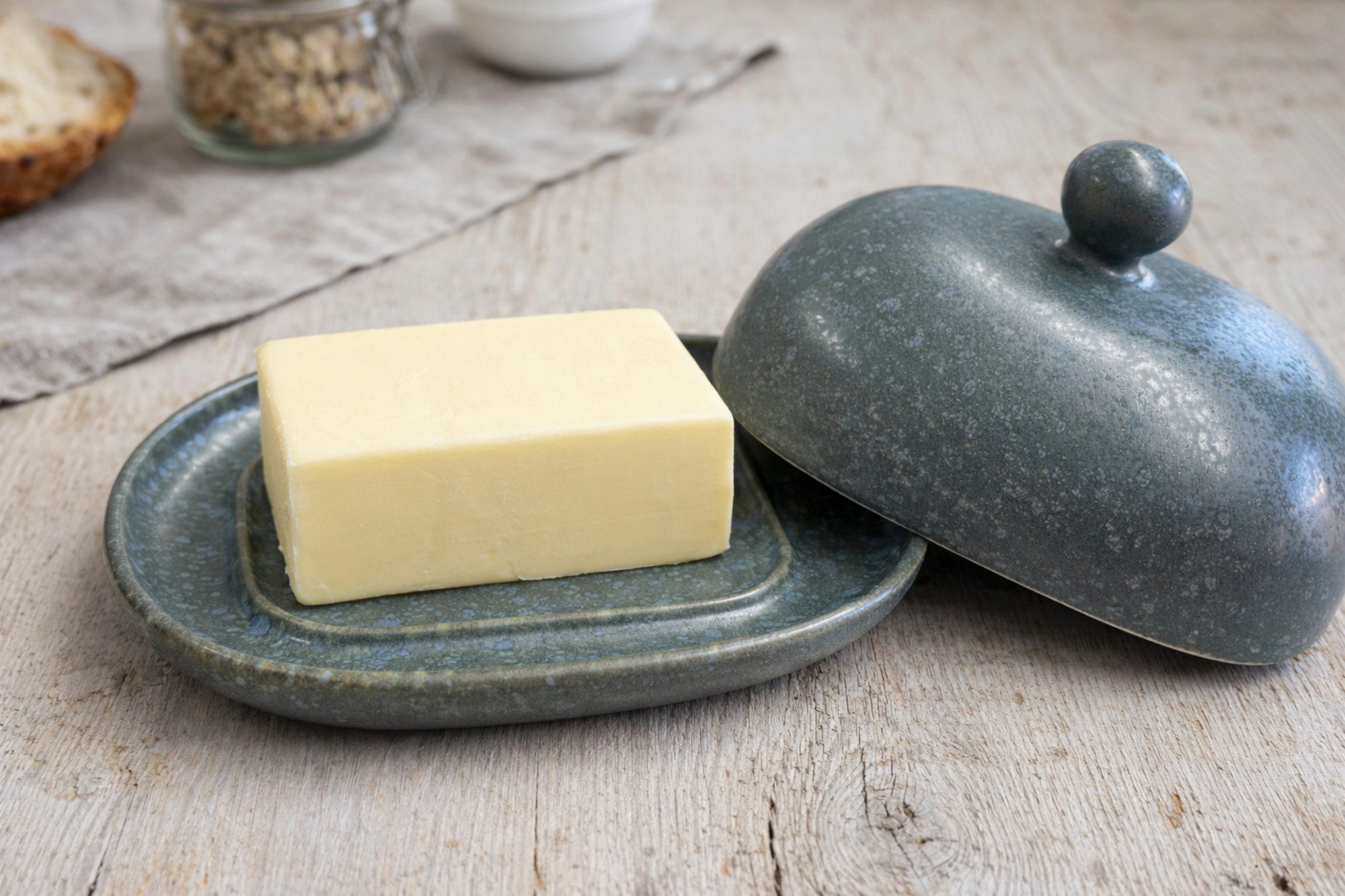 Bunzlauer Keramik Butterdose Bunzlauer Keramik Butterdose oval für 250g (1 Stück Butter) Dek ZIELON, Keramik