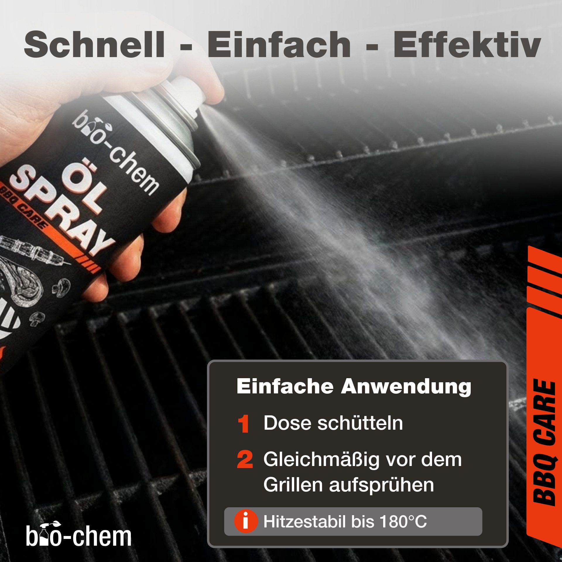 bio-chem Grillreiniger Rauchharzentferner extra stark gegen Eingebranntes 500ML Grillreiniger (Sparpaket, [- Rauchharz-Entferner 0.5 l Handsprayflasche + Grillb – Bild 4 von 5