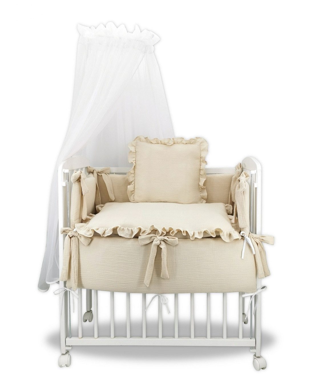 Babyhafen Beistellbett Stubenwagen Musselin Beige Ecru günstig online kaufen
