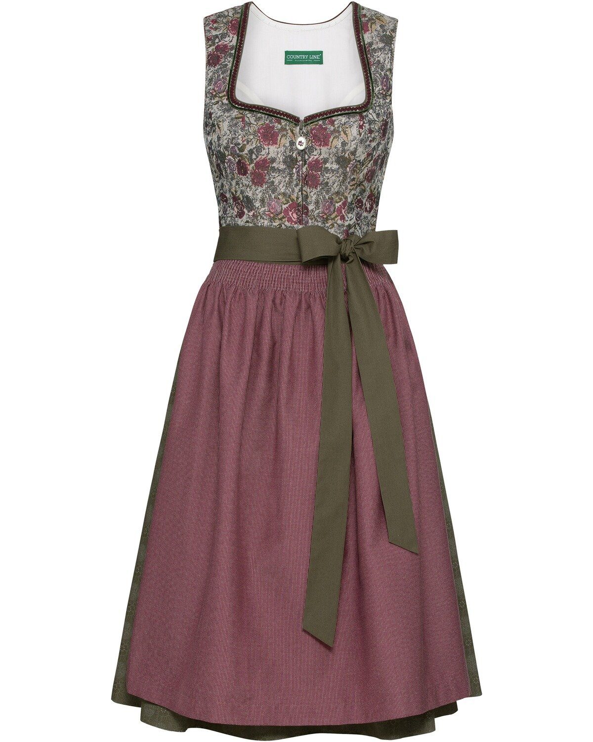 Country Line Dirndl »Midi Dirndl«, Herzausschnitt mit schmalen Borten