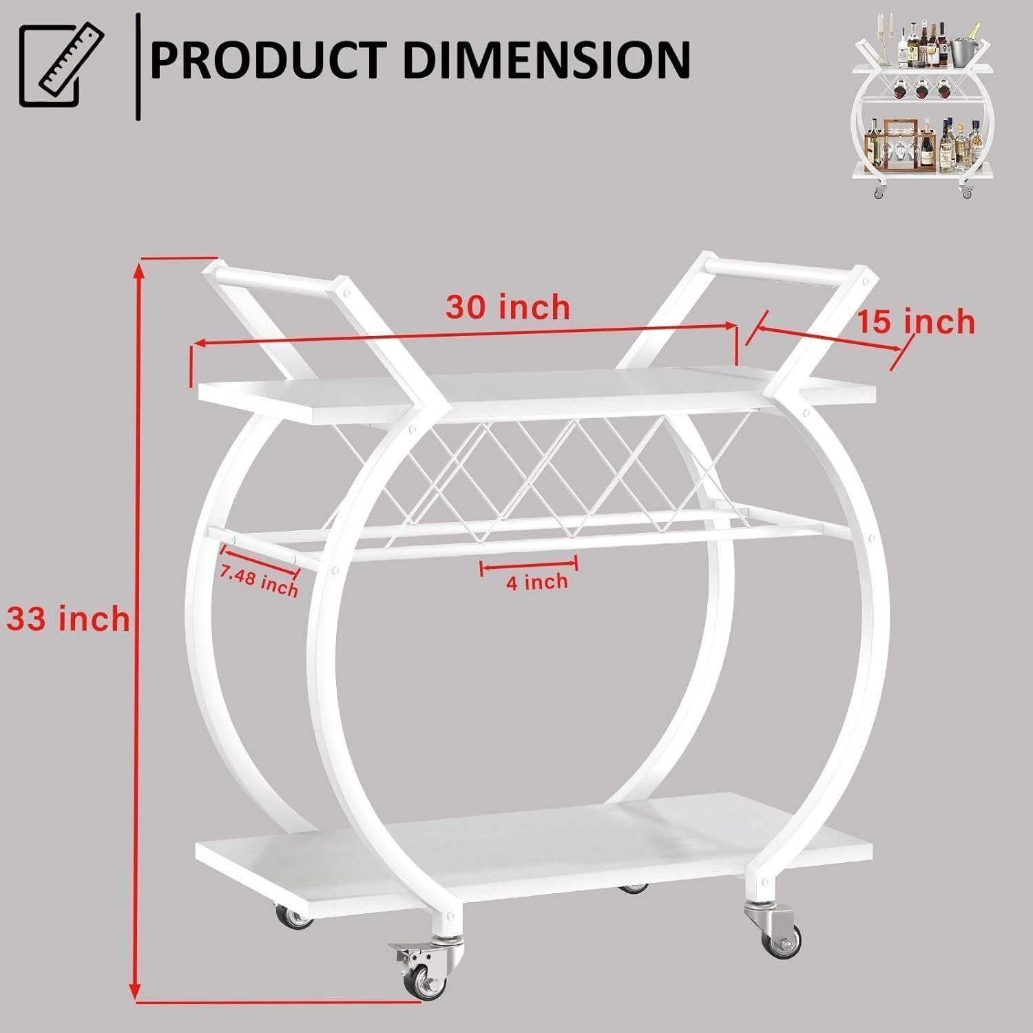LuxusKollektion Bartisch Servierwagen mit Rollen und Weinregal aus Holz, 2 günstig online kaufen