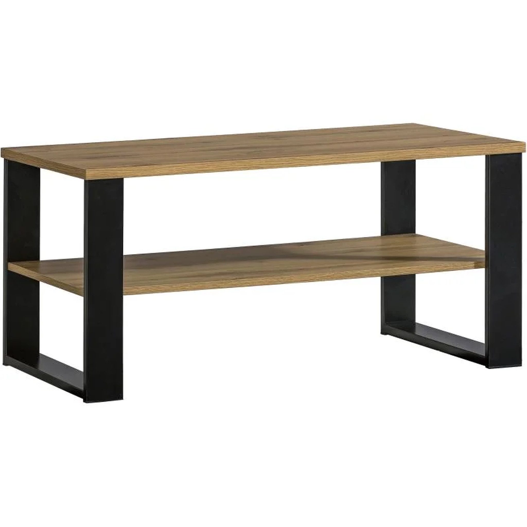Beautysofa Couchtisch Kaffeetisch LAMELO, aus Eiche Wotan mit schwarzen Metallbeinen, Funktional & Elegant