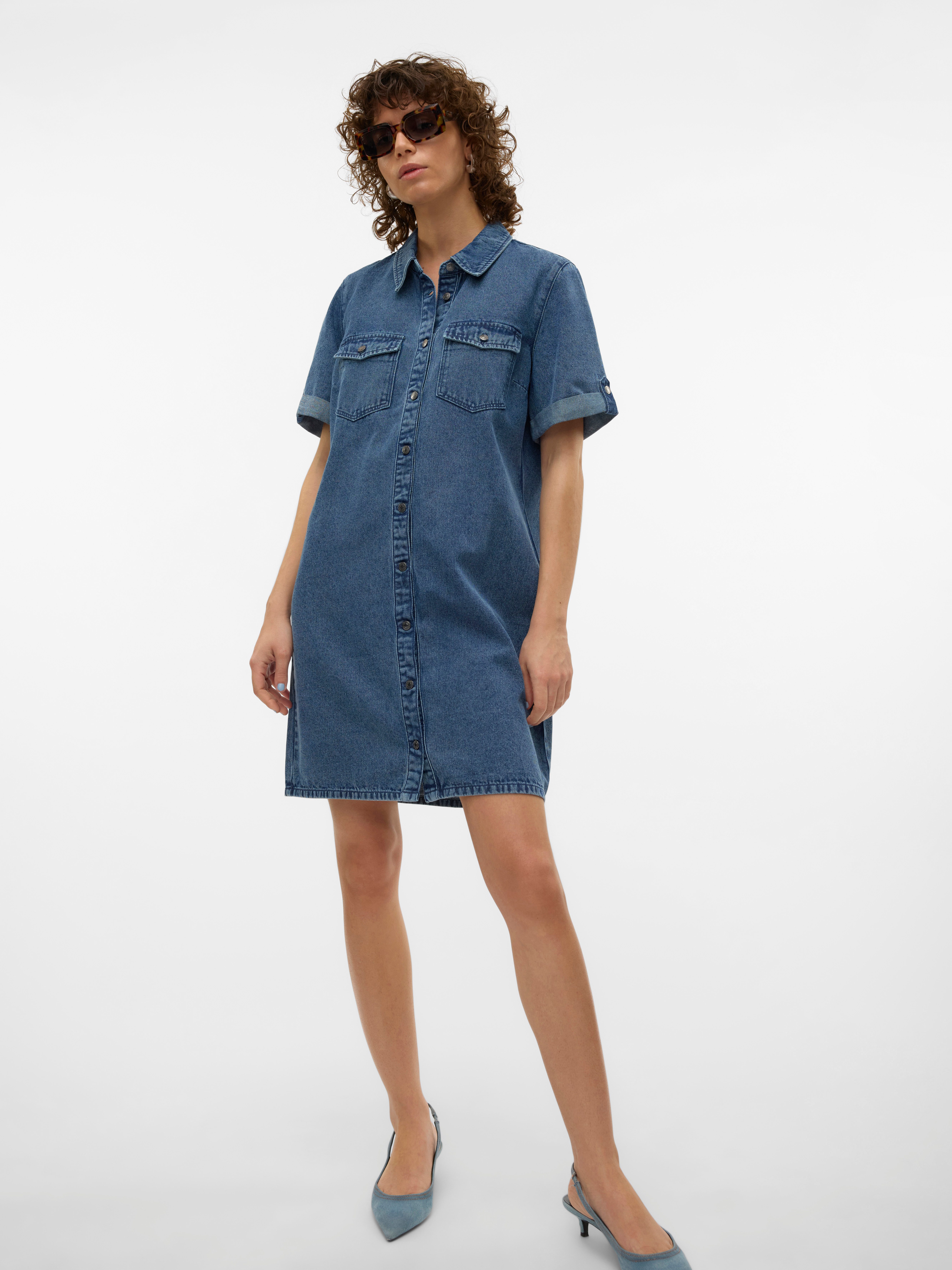 Vero Moda Jeanskleid VMJENNIE SS SHORT DENIM DRESS NOOS