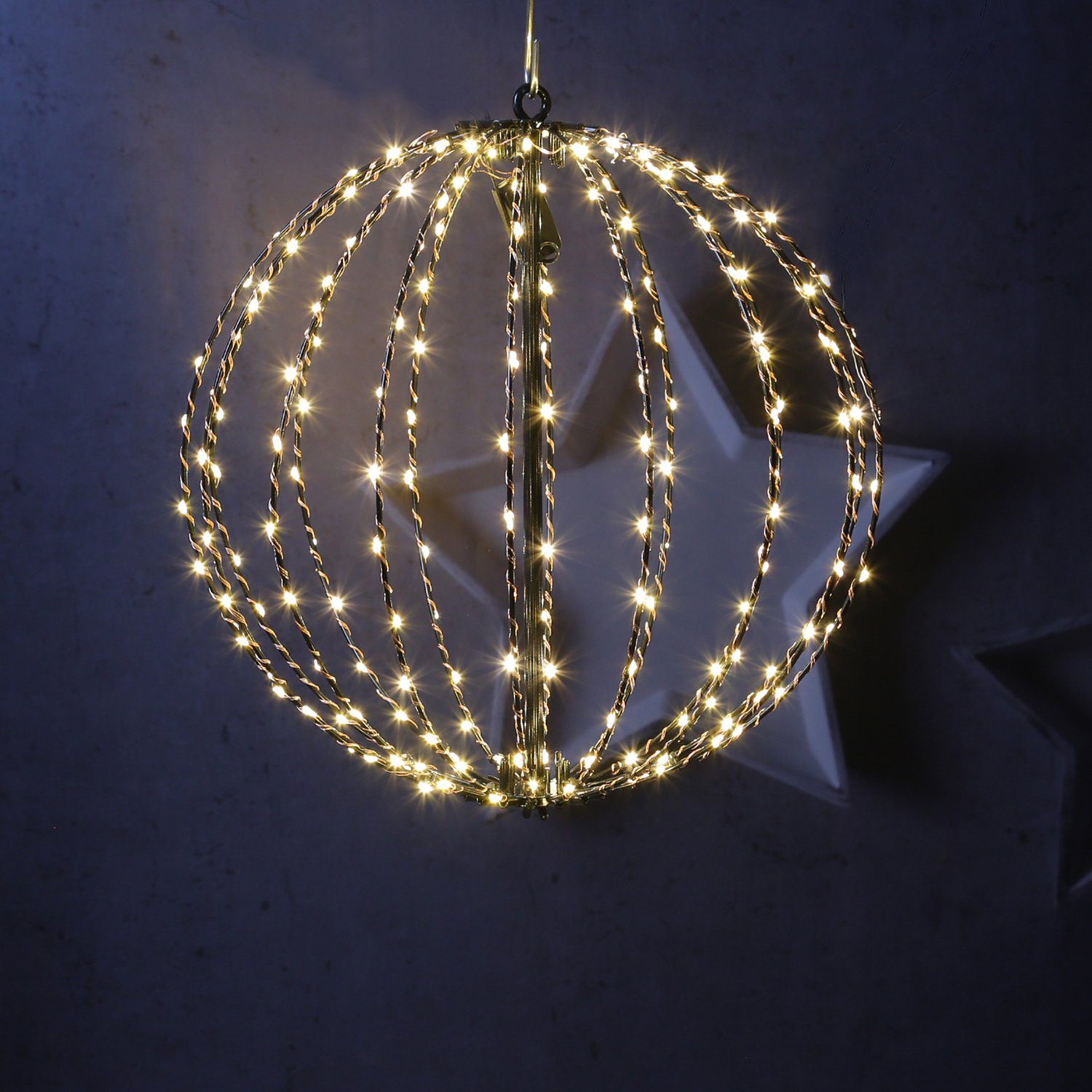 MARELIDA LED Kugelleuchte LED Drahtkugel Leuchtkugel faltbar D 36cm