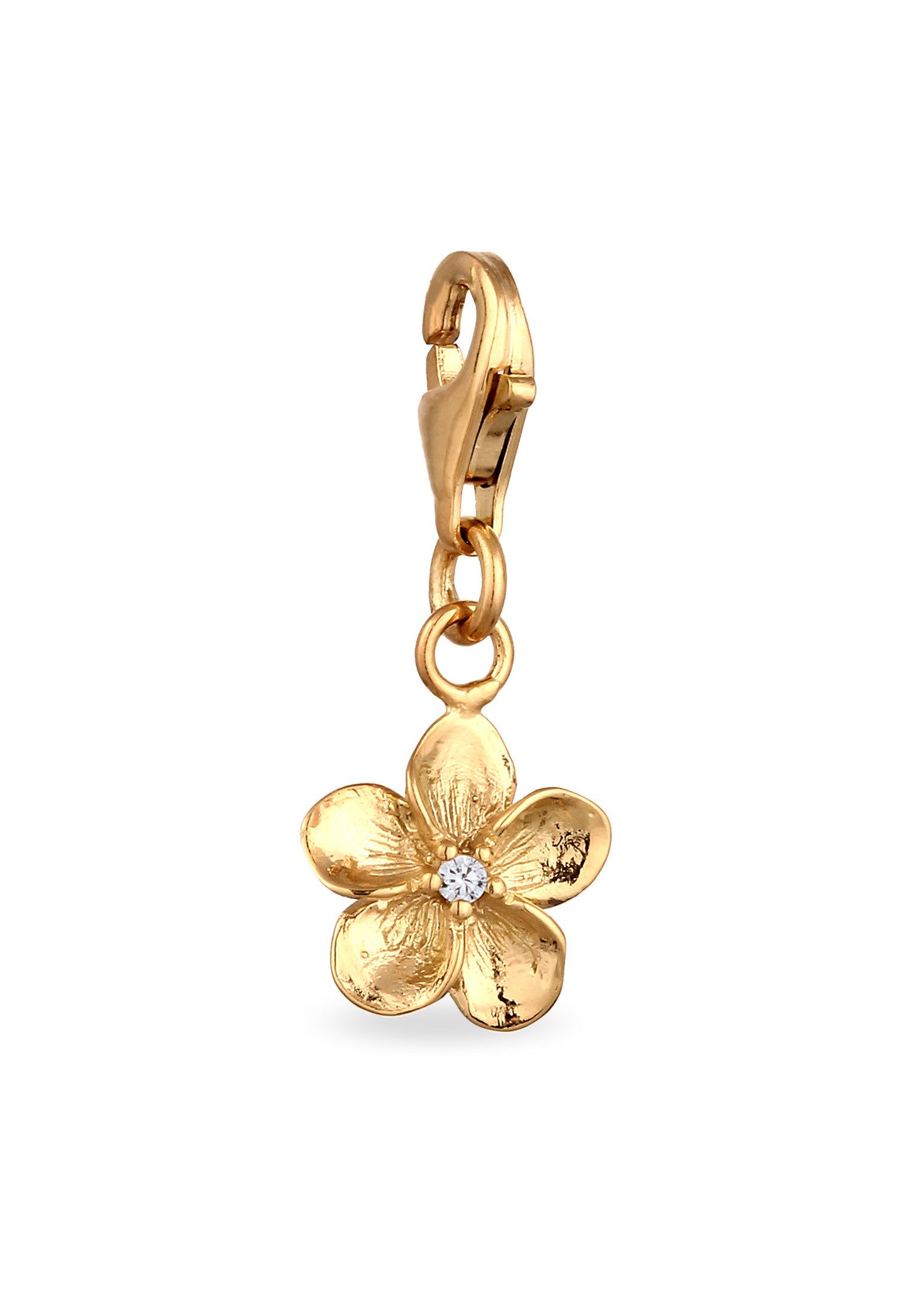 Charm-Einhänger Frangipani Blume Stein Zirkonia Weiß 925 Sterling Silber