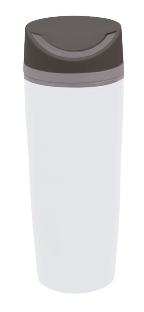 Thermobecher, Edelstahl, aus Edelstahl mit weiß culinario Kunststoff, doppelwandig Twist-Deckel,