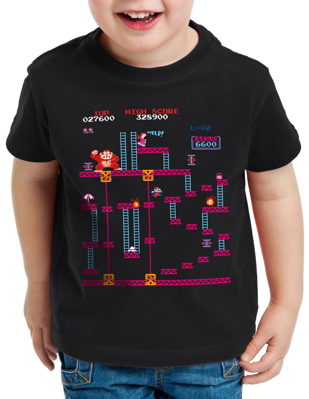 style3 Print-Shirt Kinder T-Shirt Kong Elevator Level T-Shirt für donkey geek nes switch