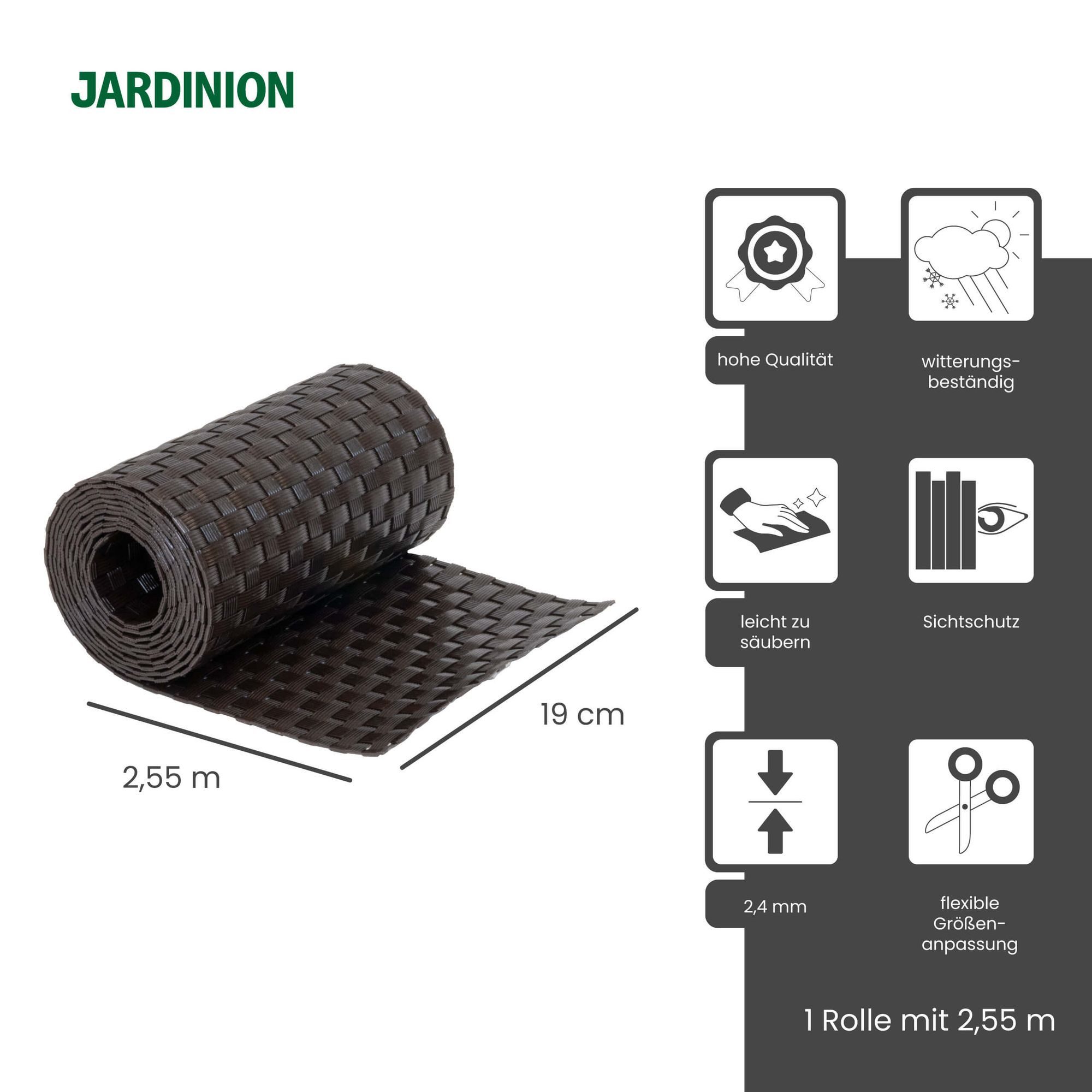 Jardinion Sichtschutzstreifen Sichtschutzstreifen Rattan Optik, (250 x 19 cm, dunkelbraun, 1-St), Sichtschutz für Balkon, Terrasse- und Gartenzaun