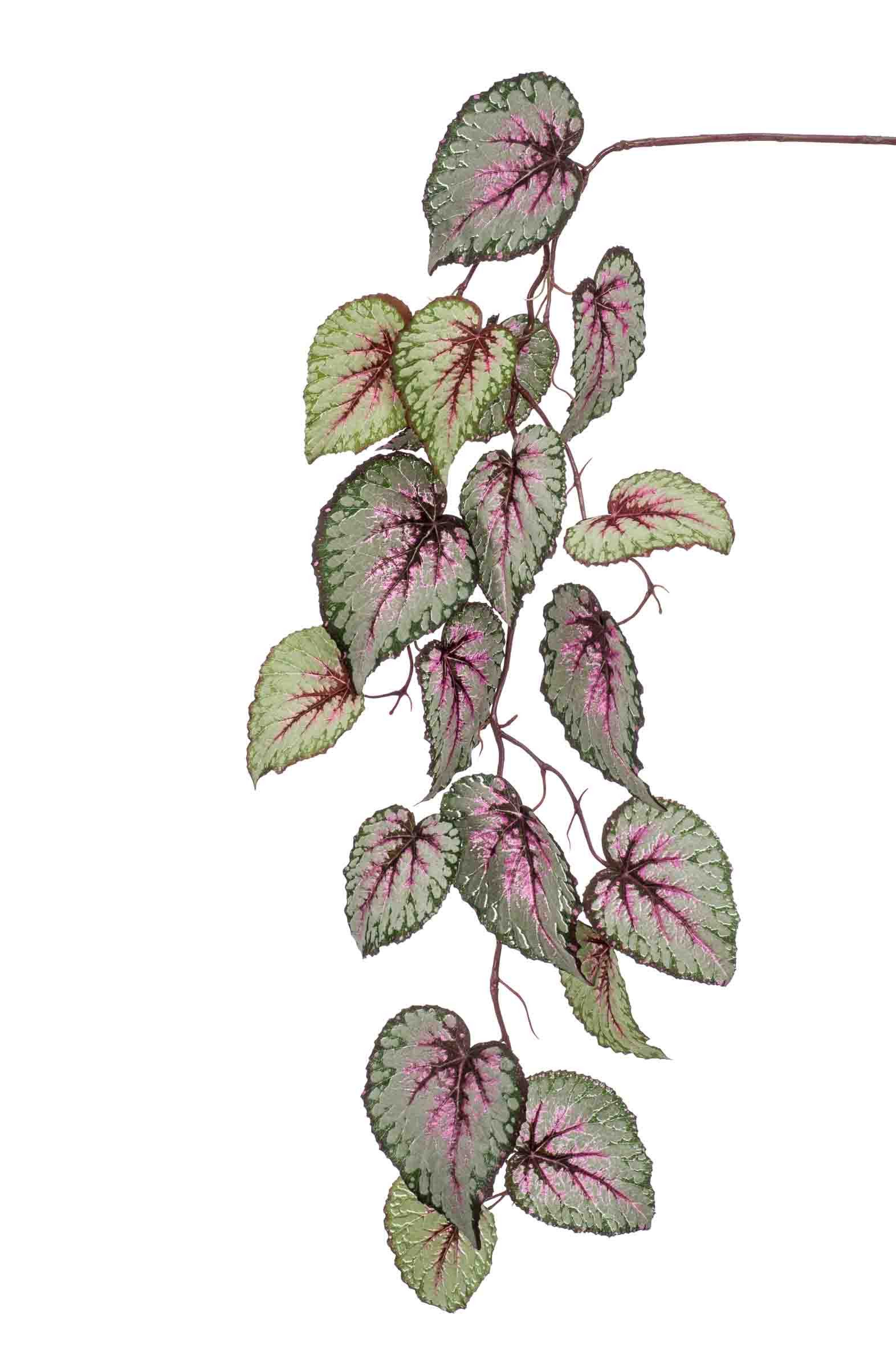 Kunstzweig Blattbegonien Zweig Meira, grün-rosa, 110cm Begonie (Blattbegonie), artplants, Höhe 110.0 cm