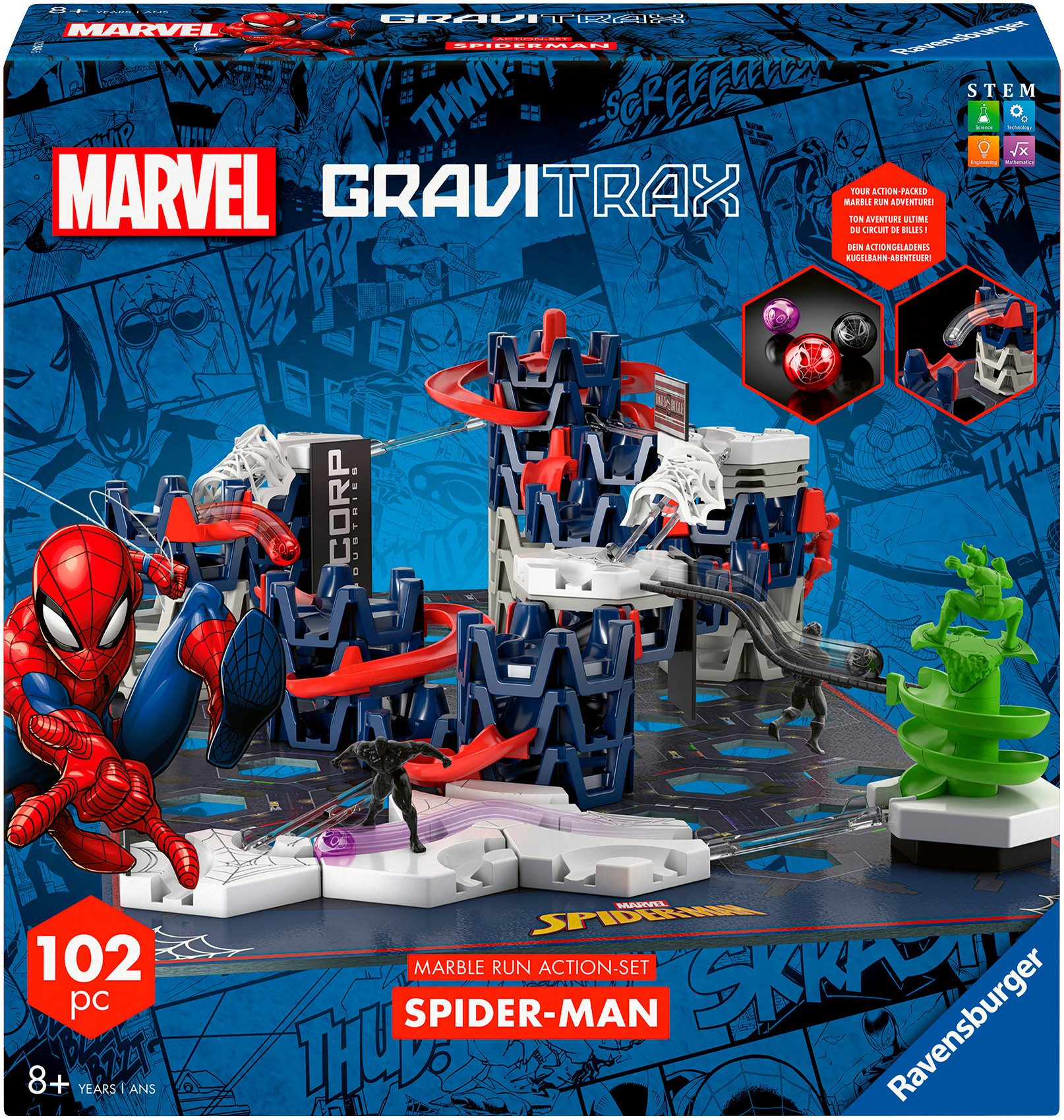Ravensburger Kugelbahn-Bausatz GraviTrax BASE Spider-Man - Action Set M, (102-tlg), Made in Europe