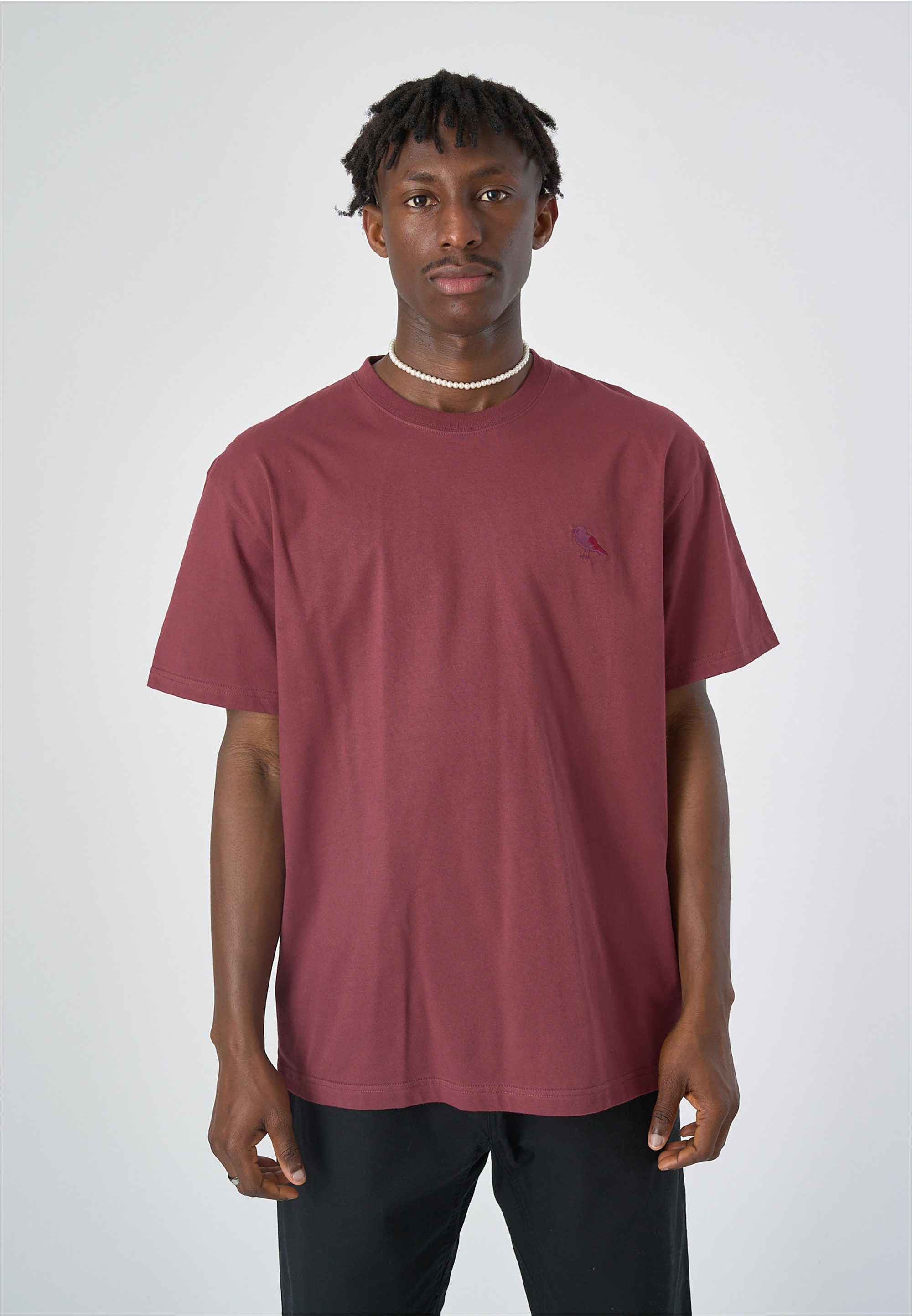 Cleptomanicx T-Shirt Embroidery Gull Mono mit lockerem Schnitt
