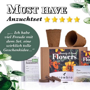 Kunstbonsai FLOWER POWER Essbare Blüten Anzucht-Set, Bienenwiese Saatgut, growbro, - Das original FLOWER SET, bekannt aus Social Media.