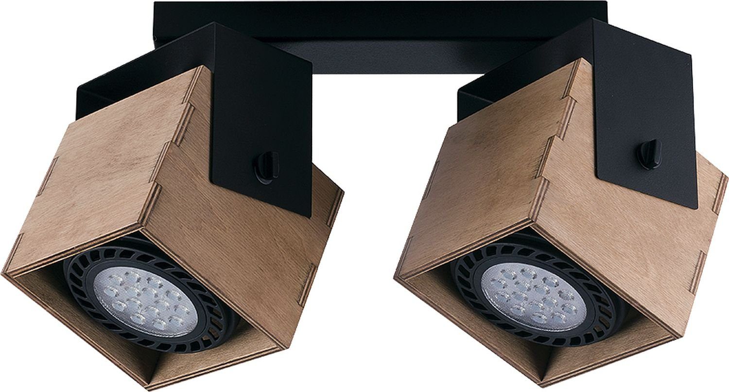 Licht-Erlebnisse Deckenstrahler KAMPAS, ohne Leuchtmittel, Spot Strahler Metall Holz GU10 B:36,5cm flexibel Wohnzimmer